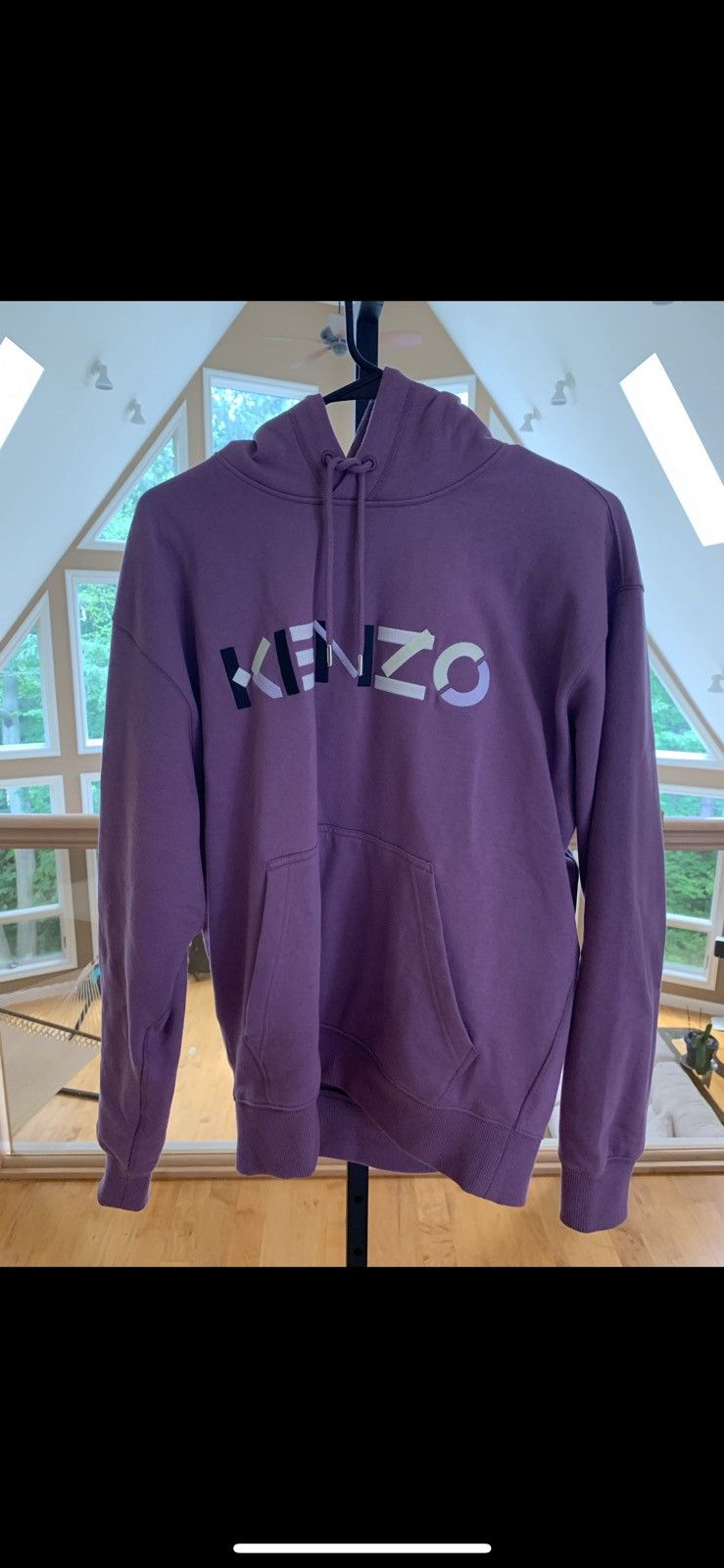 image of Kenzo Purple Oversized Logo Hoodie, Men's (Size XS)