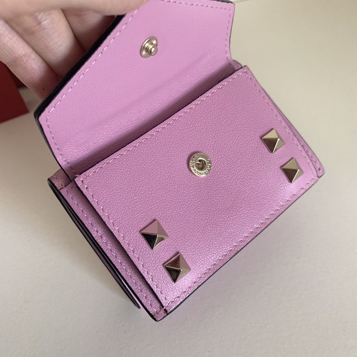 Valentino Pink rockstud trifold wallet Size ONE SIZE - 13 Thumbnail