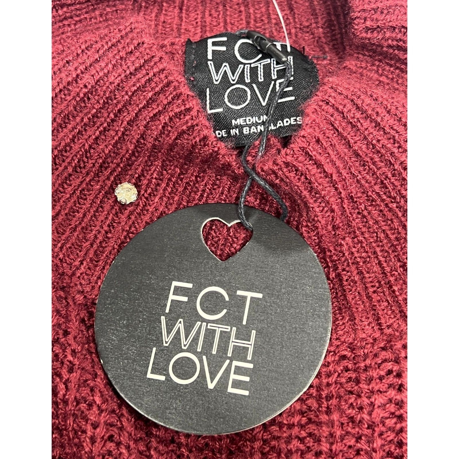 Other FCT With Love - Women's Crochet Long Sleeve Blouse - Burgund Size M / US 6-8 / IT 42-44 - 10 Thumbnail