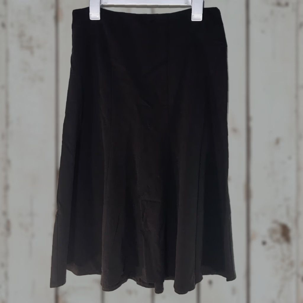 Joe Browns Browns Skirt A-Line Midi Skirt Women Size 12 Brown Polyester Rayon Spandex Chambray Zipper Logo Closure Zip Machine Washable Back Zip Mid Rise Blog? Size 34" / US 12 / IT 48 - 1 Thumbnail