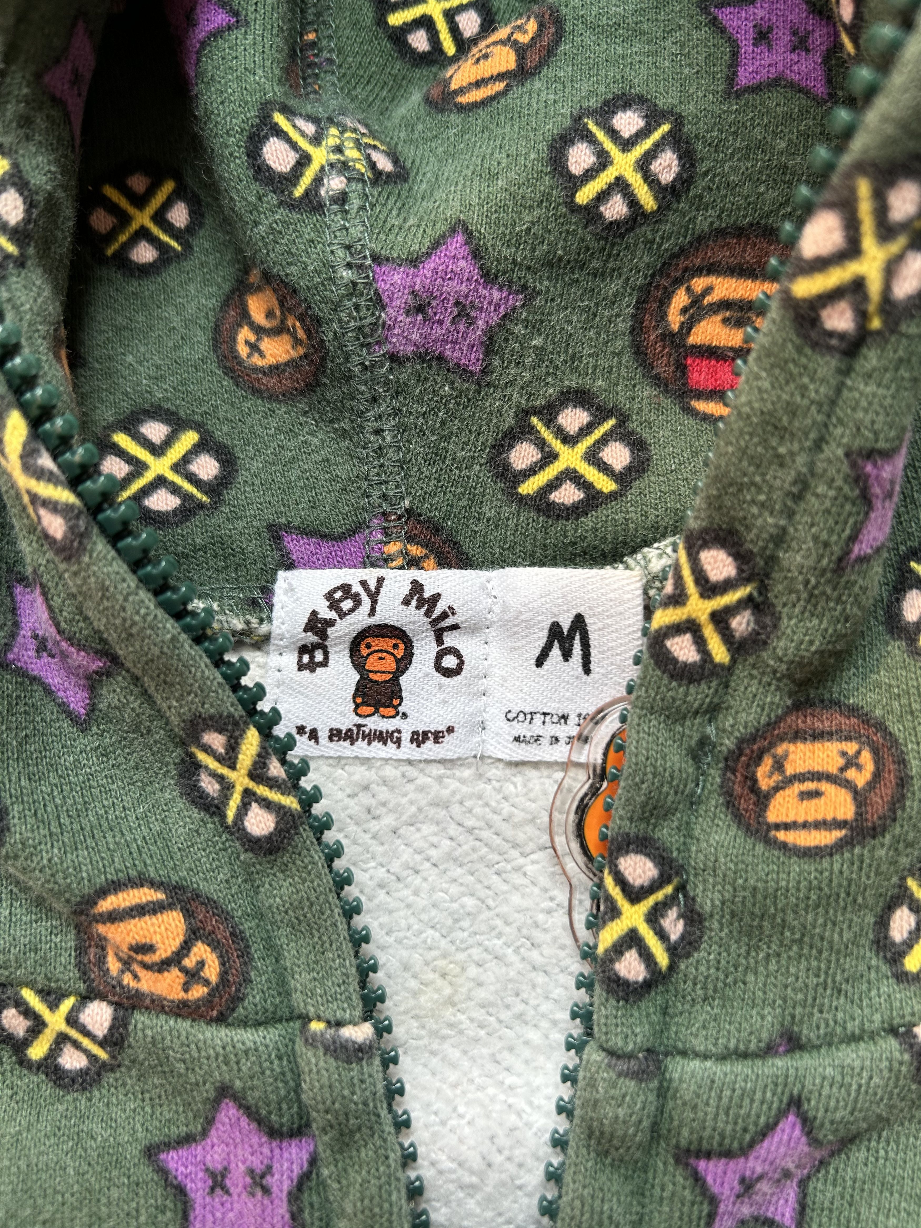 Bape 2005 Bape x Kaws Green Baby Milo Monogram Full Zip Hoodie Size US M / EU 48-50 / 2 - 4 Thumbnail