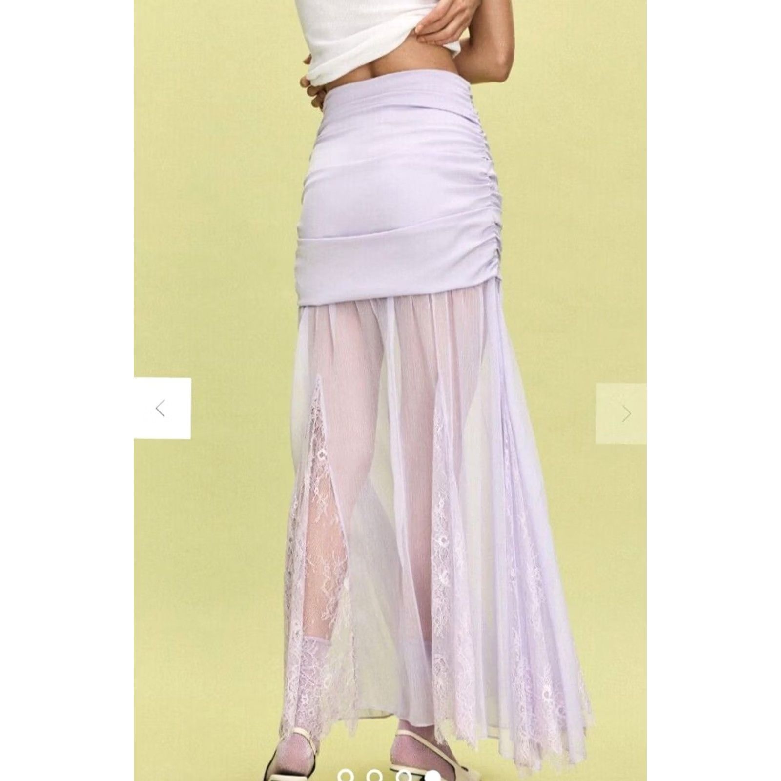 Anthropologie Mare Anthropologie Women's Maxi Skirt XS New Light Lavender Overlay Lace Zip Purple Size 26" / US 2 / IT 38 - 3 Thumbnail