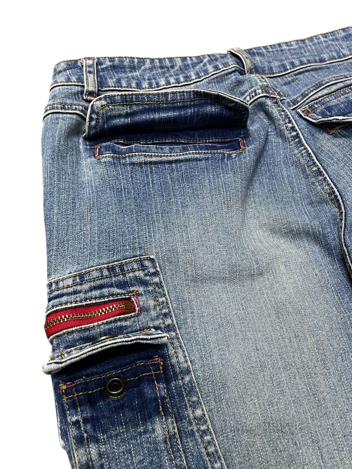 Japanese Brand × Le Grande Bleu (L.G.B.) × Tornado Mart Strech Cargo Flare Multi Pocket Jeans Size US 27 - 18 Thumbnail
