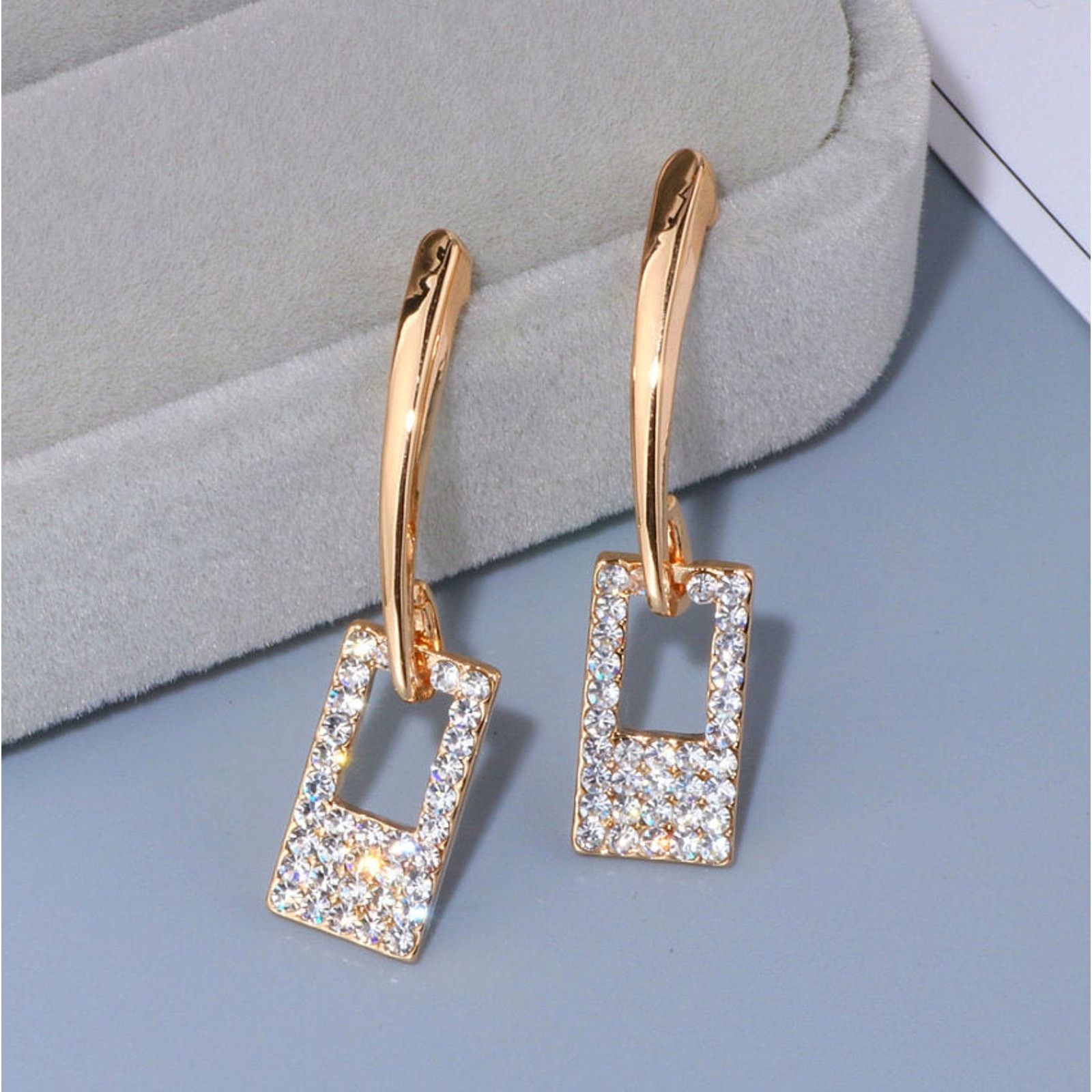 Japanese Brand Claire Rectangular Crystal Drop Earrings Size ONE SIZE - 2 Thumbnail