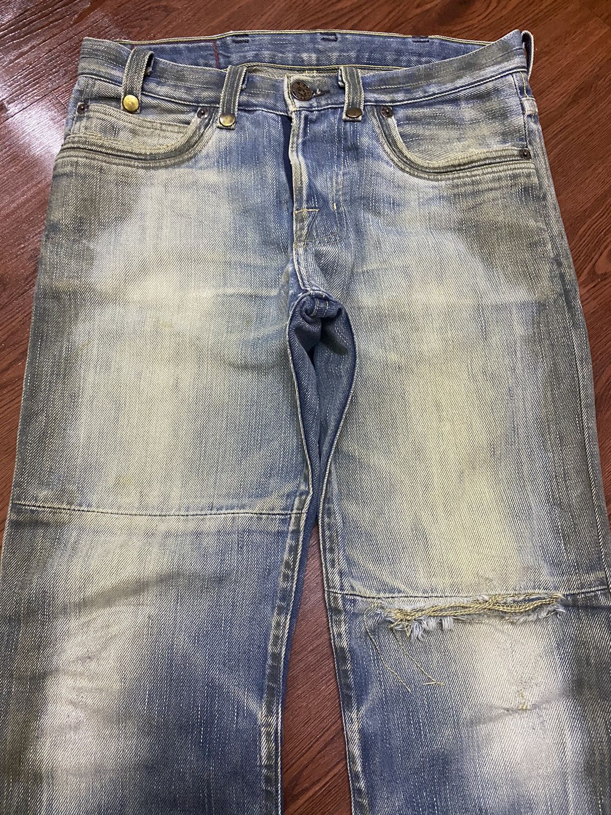 Levi's Made & Crafted Vintage Levis Mud Wash Star Button Distressed Slim Jeans Size US 32 / EU 48 - 3 Thumbnail