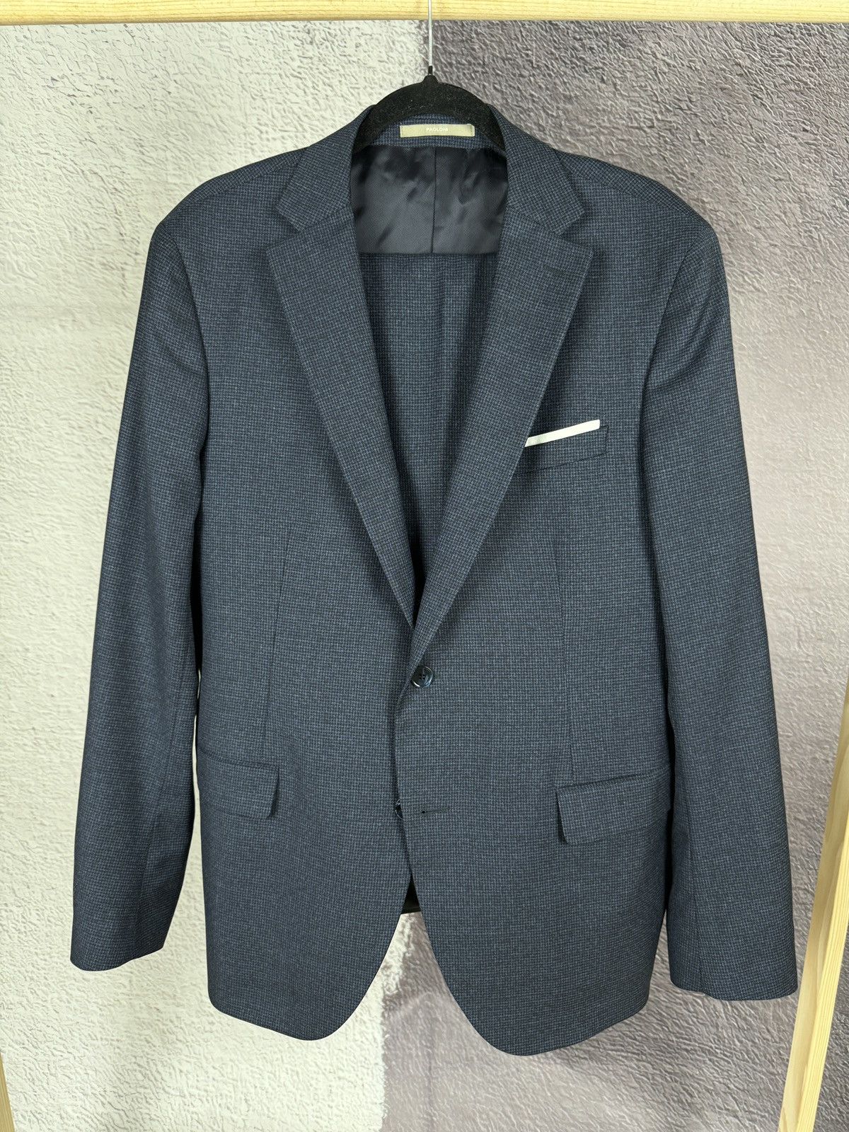 Paoloni Paoloni blue checkered wool 2 button suit made in Italy Size 44R - 2 Thumbnail