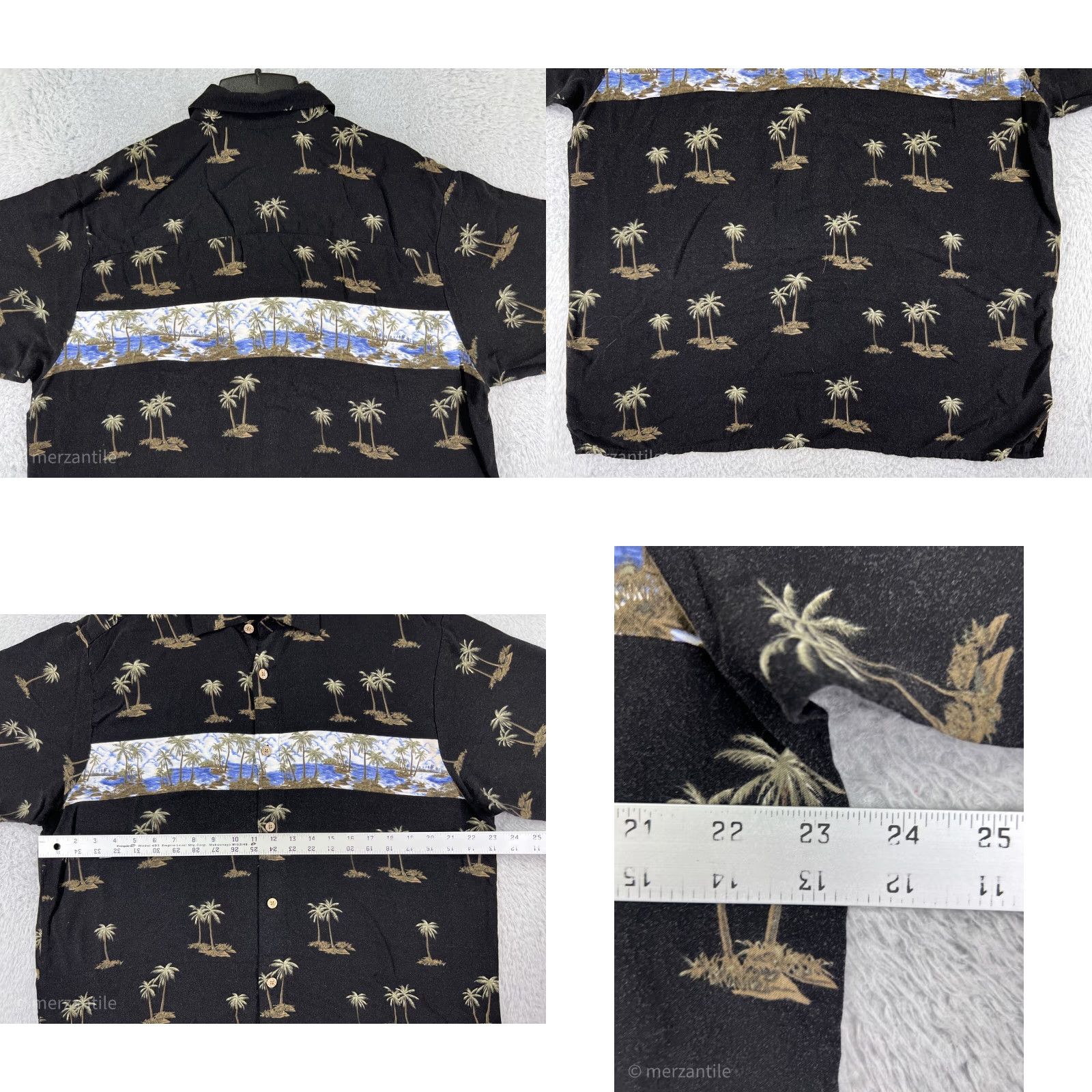Vintage Knights Bridge Shirt Men Large Black Palm Tree All Over Print Button Up Hawaiian Size US L / EU 52-54 / 3 - 8 Thumbnail