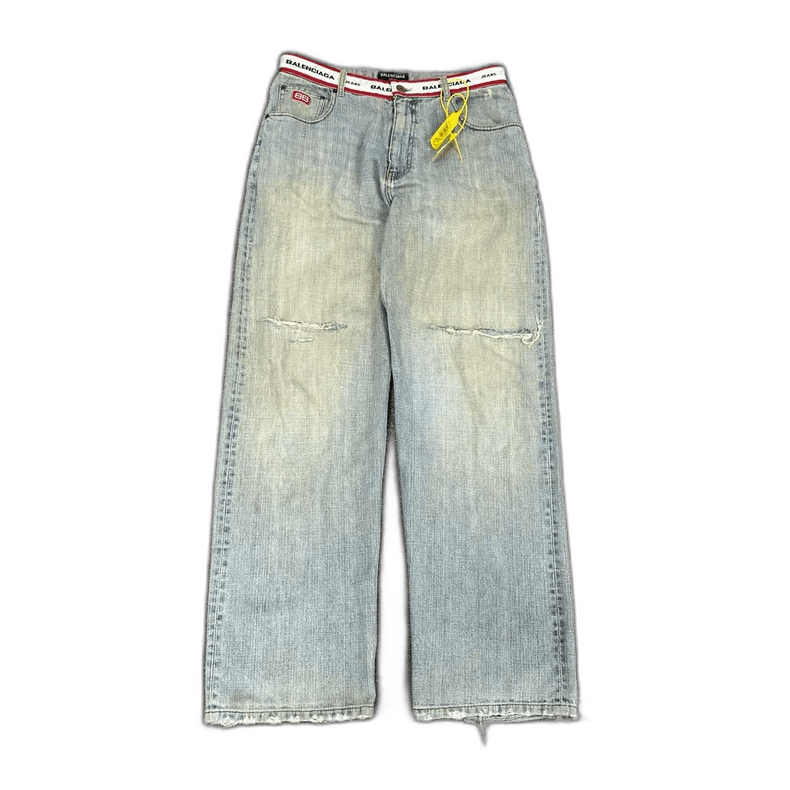 Balenciaga balenciaga logo distressed denim pants Size US 26 / EU 42 - 1 Thumbnail