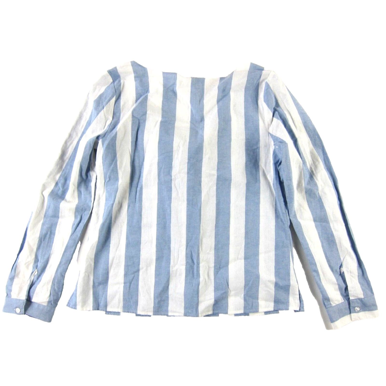 Vintage VINTAGE NWT Socialite Blouse 100% Cotton White Blue Stripe V-Neck Button Long Sleeve XL Size XL / US 12-14 / IT 48-50 - 2 Thumbnail
