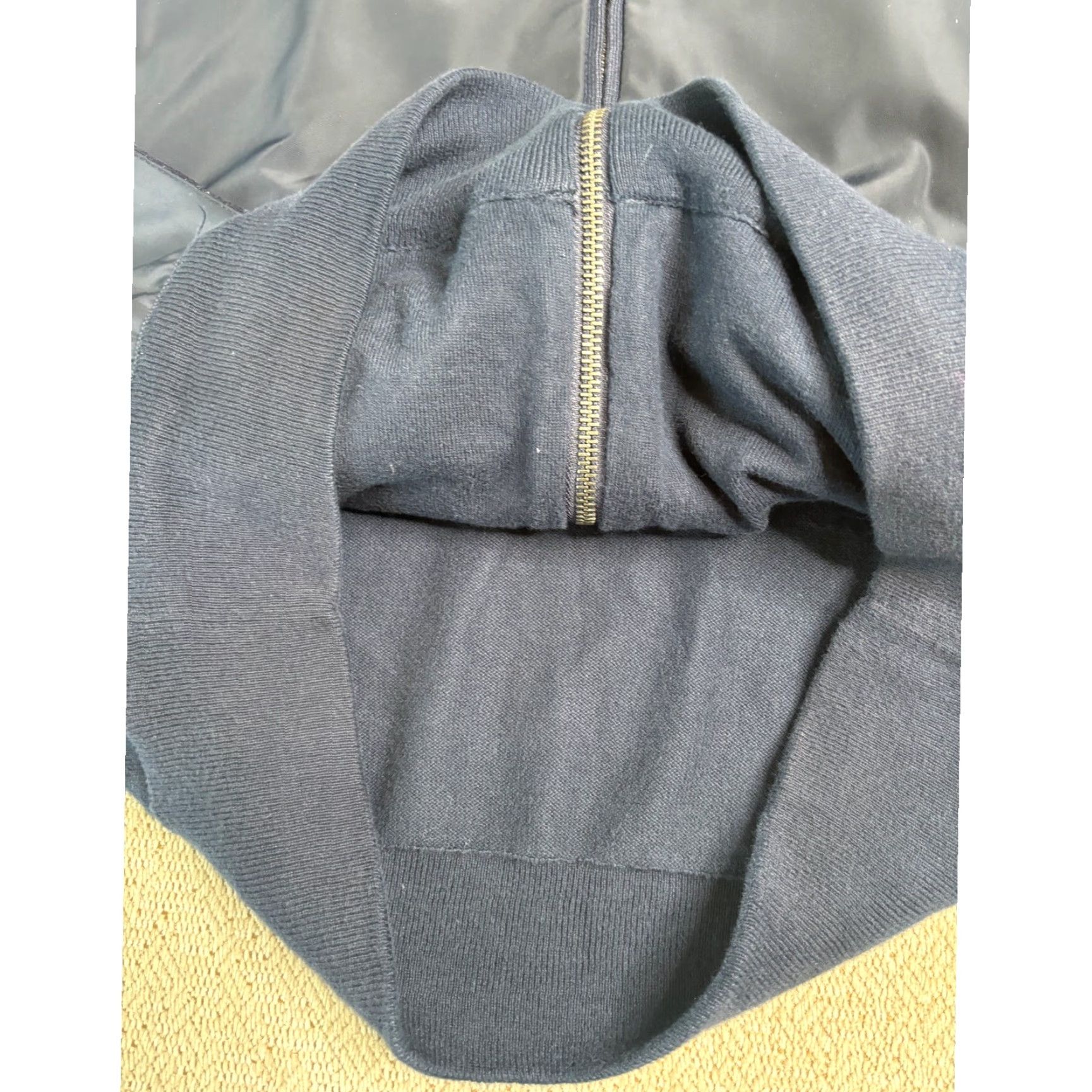 Polo Ralph Lauren Bomber Jacket Mens Knit Sleeve Full Zip Blue Knit Long Sleeve Jacket Casual Travel