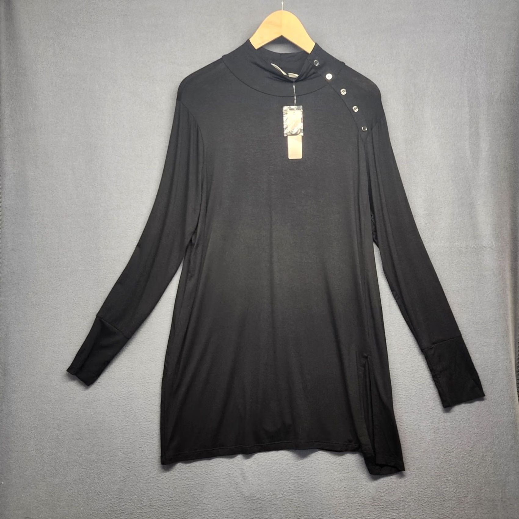 Vintage Chicos Zenergy Tunic Top Womens L Black Long Sleeve Stretch Blouse Shirt Mens? Size L / US 10 / IT 46 - 2 Thumbnail