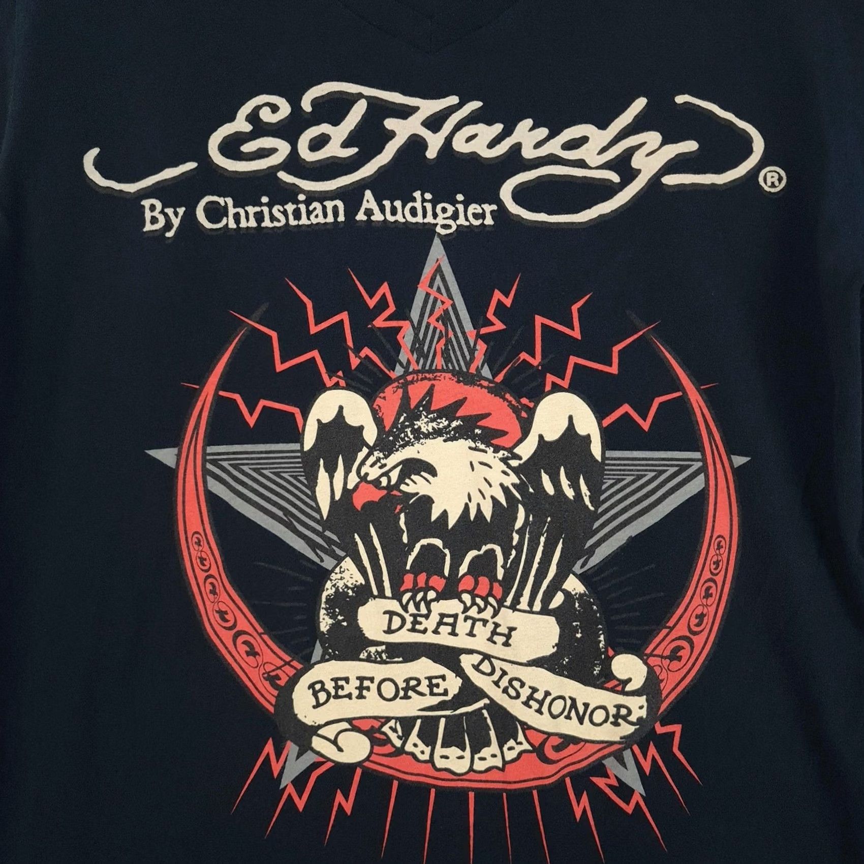 Ed Hardy Ed Hardy Shirt Mens XL Black V-Neck Death Before Dishonor Graphic Eagle Made USA Size US XL / EU 56 / 4 - 5 Thumbnail