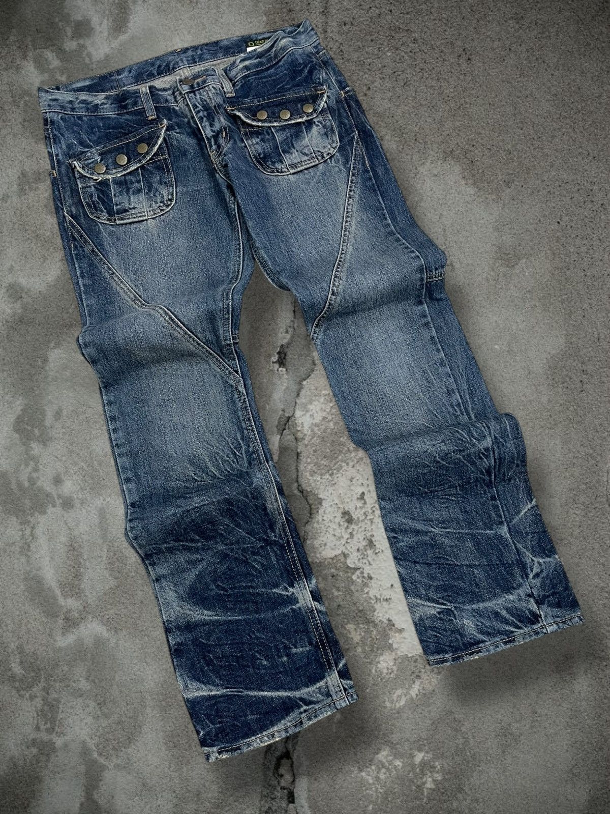 Japanese Brand Vintate 90s Japan Designer Dheart Blue Tribal Lowrise Denim Size US 31 - 2 Thumbnail