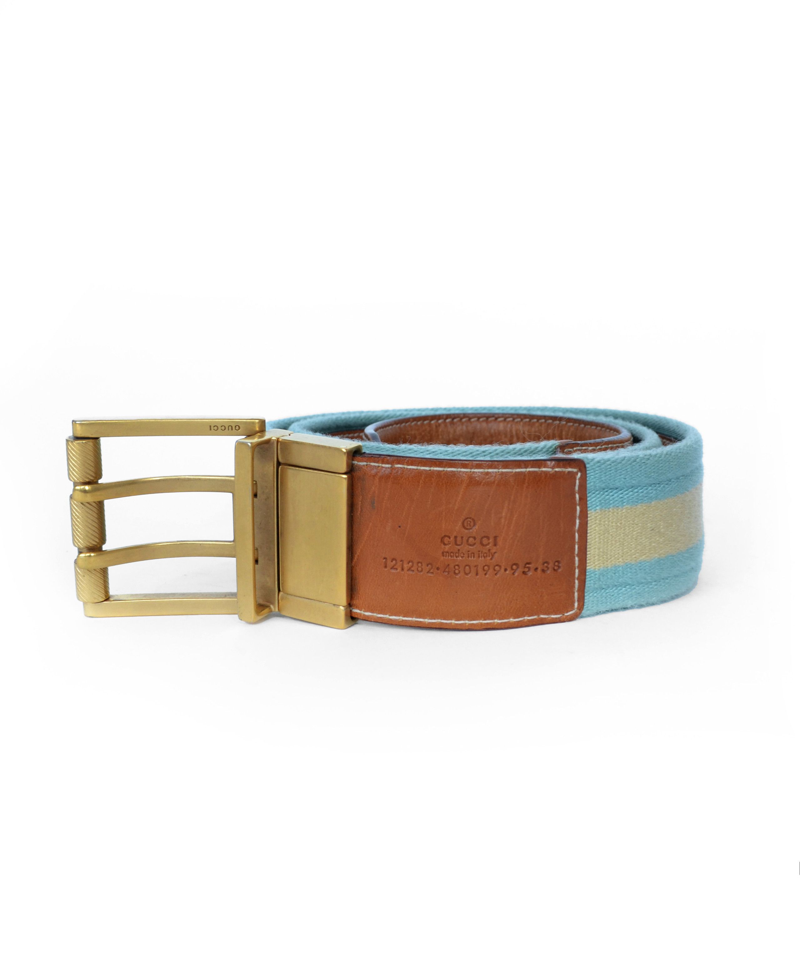 Gucci 🔴 GUCCI Belt Reversible Leather Sherry Stripped Brown Size ONE SIZE - 3 Thumbnail