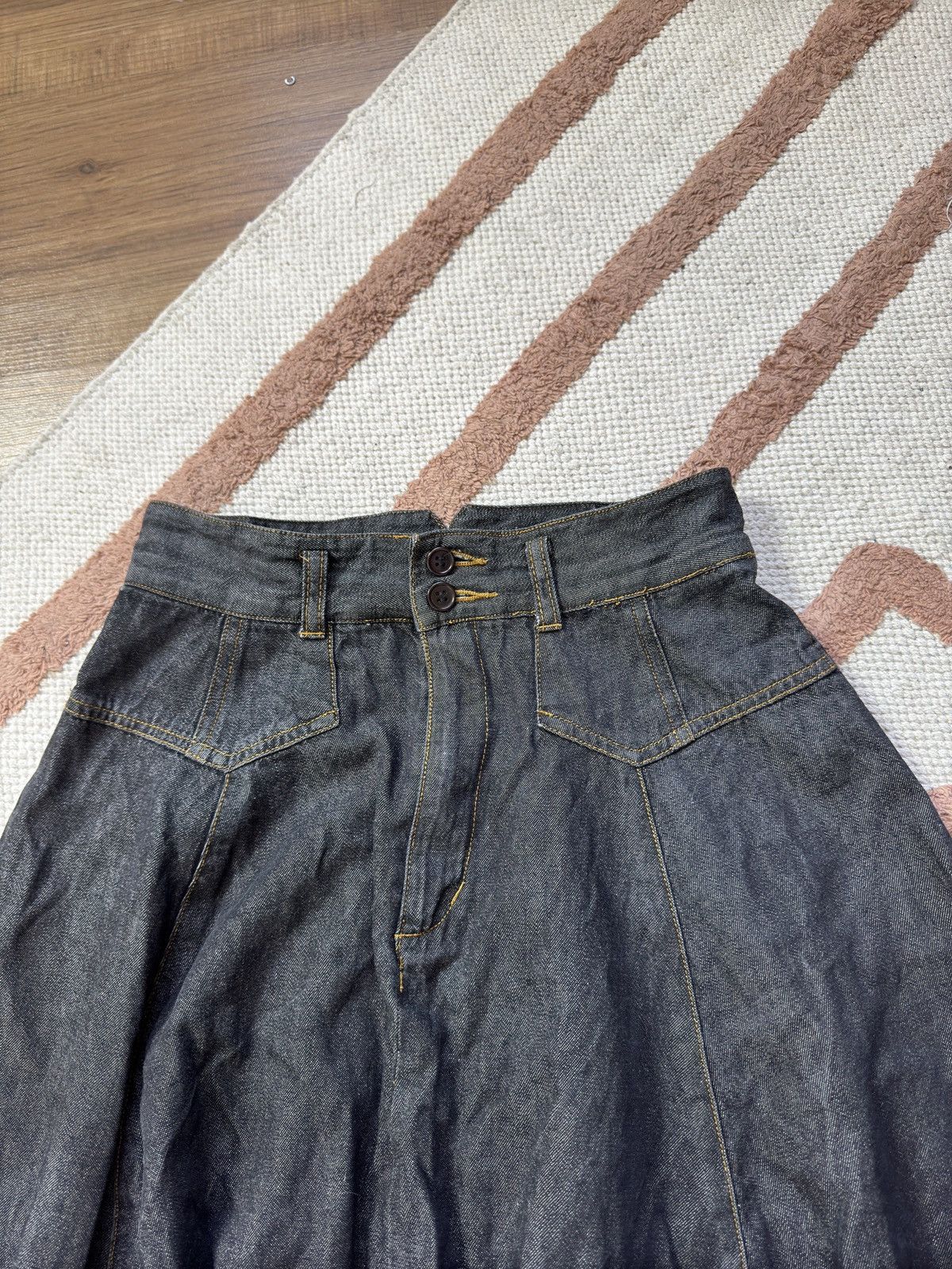 Japanese Brand VINTAGE 2000s MAXI WASHED JAPANESE SUN DENIM SKIRT Size 26" / US 2 / IT 38 - 3 Thumbnail