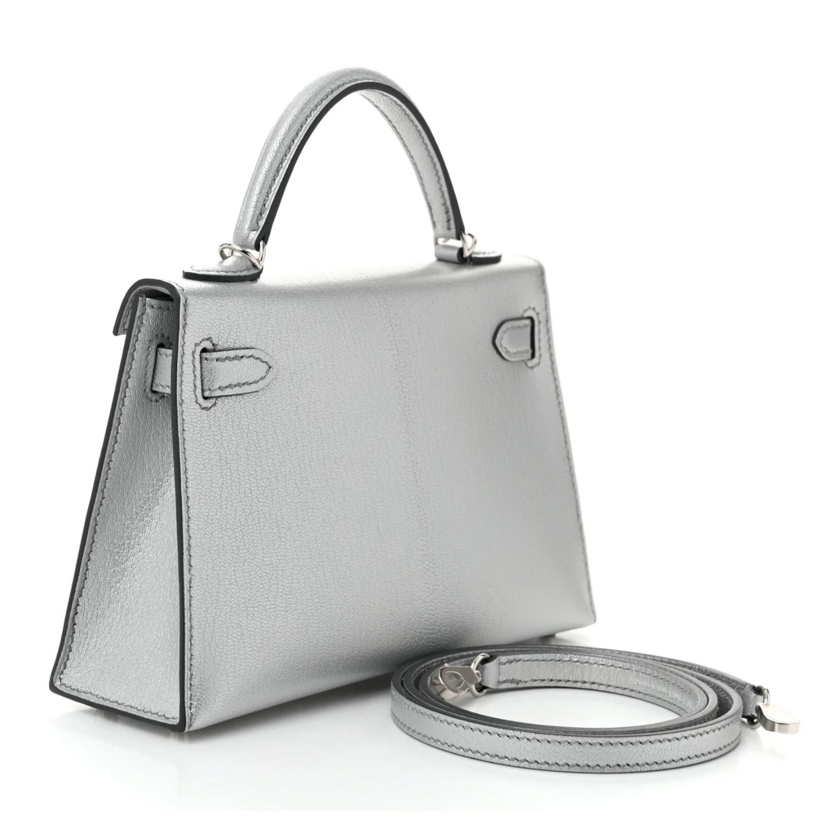 Hermes Mini Kelly 20 Sellier Argent Chevre Chamkilight Palladium Size ONE SIZE - 18 Thumbnail