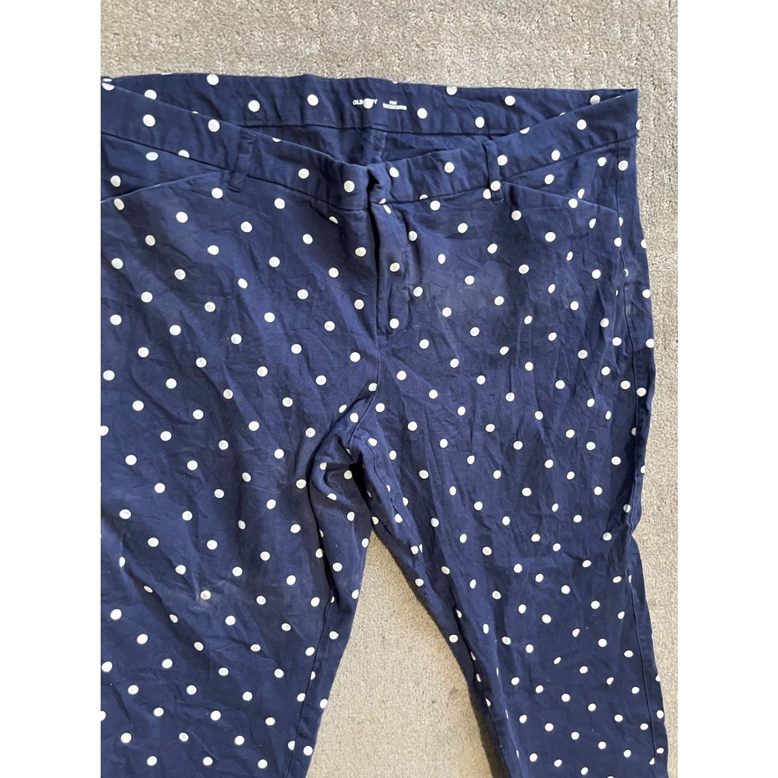 Old Navy Old Navy Pixie Pants Womens 26 Plus Blue White Polka Dot Mid Rise Flat Front Size 26" / US 2 / IT 38 - 2 Thumbnail