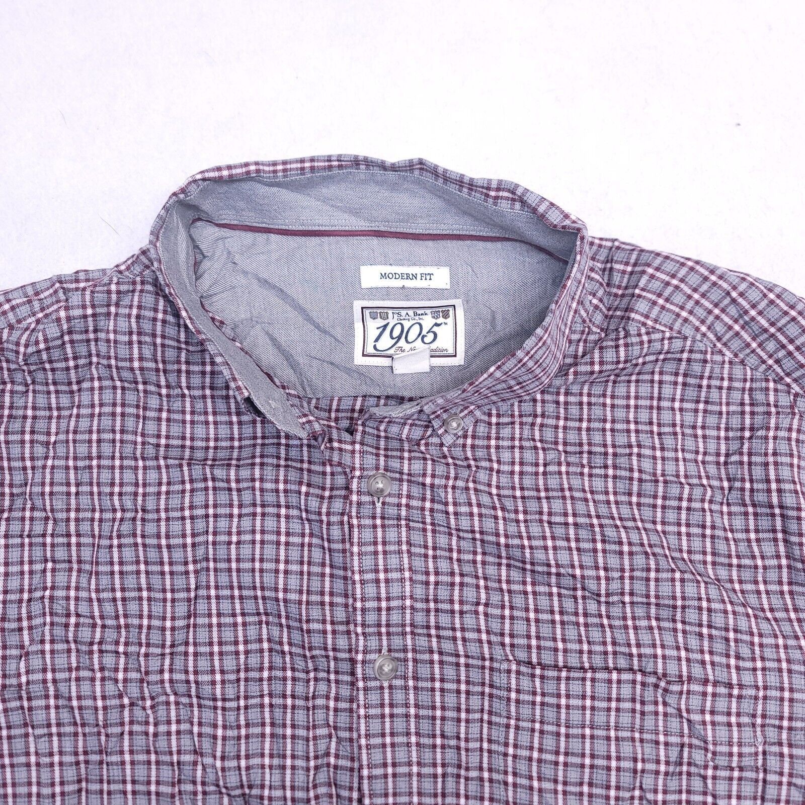 Jos. A. Bank Jos A Bank Tartan Flannel Button Up Shirt Mens Size L Maroon Size US L / EU 52-54 / 3 - 1 Thumbnail