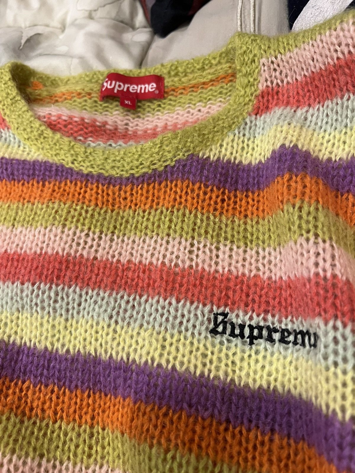 Supreme Supreme Stripe Mohair Sweater Acid Green Size US XL / EU 56 / 4 - 4 Thumbnail