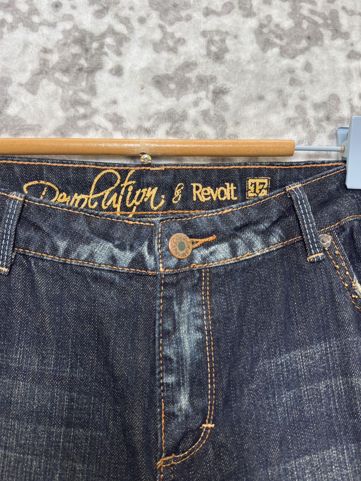 Tornado Mart Revolution Flared Denim Distressed Thrashed Paint Splatter Size US 37 - 9 Thumbnail