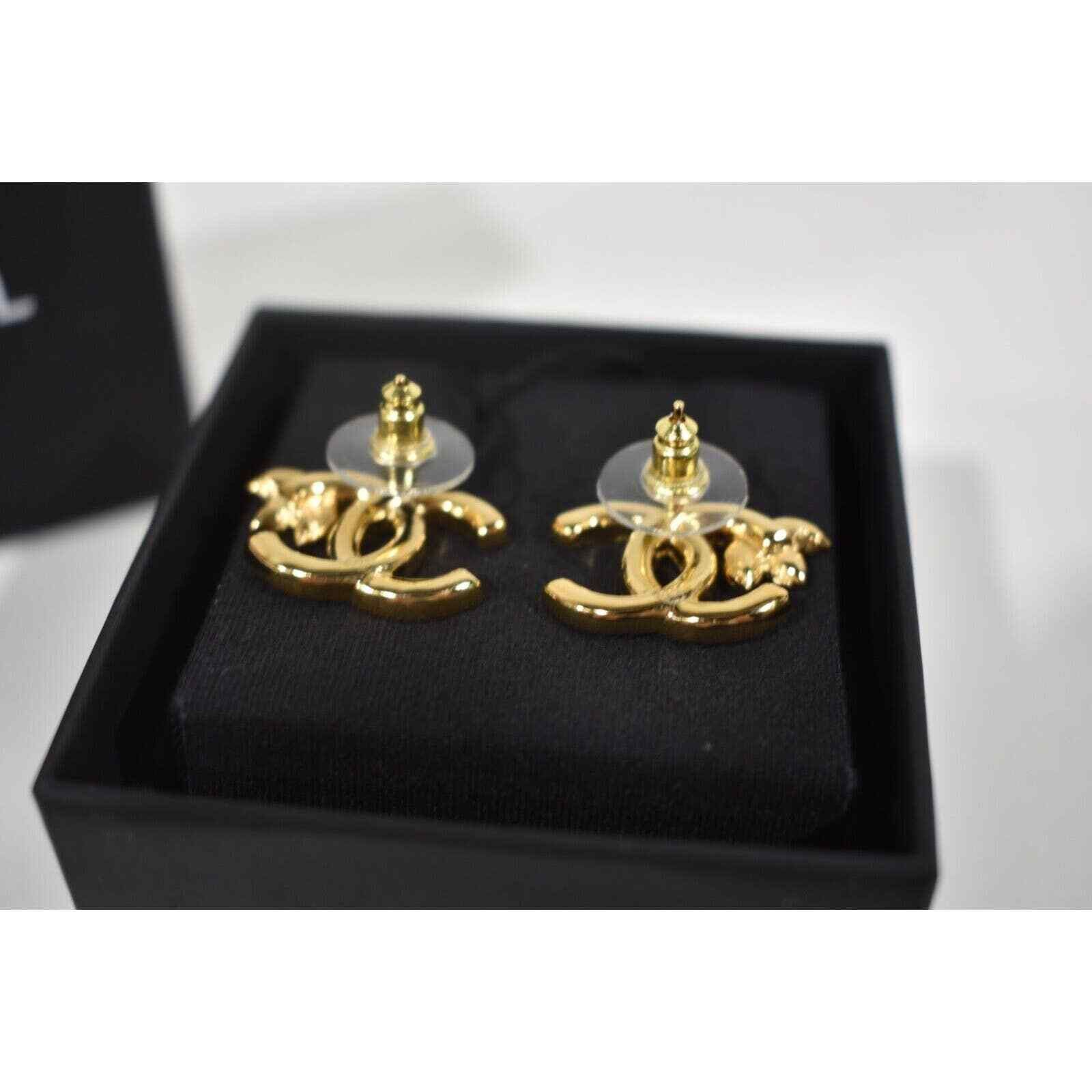 Chanel Chanel Gold And Crystal Statement Stud Classic Earrings Size ONE SIZE - 8 Thumbnail