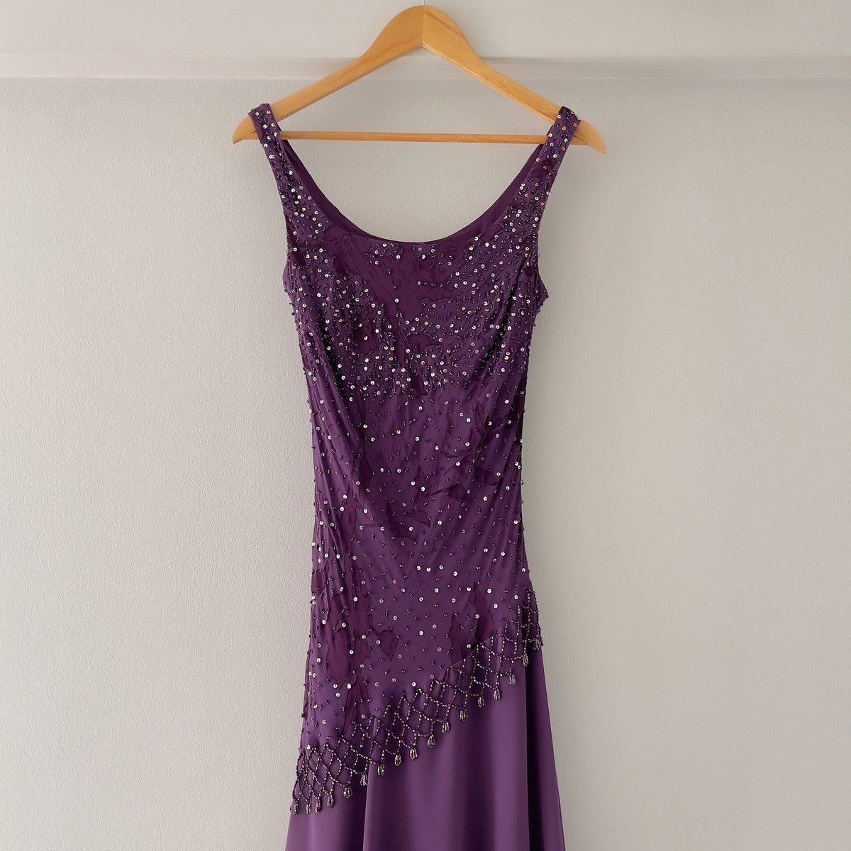Alex Evenings Vintage Purple Silk Burnout & Chiffon Beaded Dress (S–M) Size M / US 6-8 / IT 42-44 - 10 Thumbnail