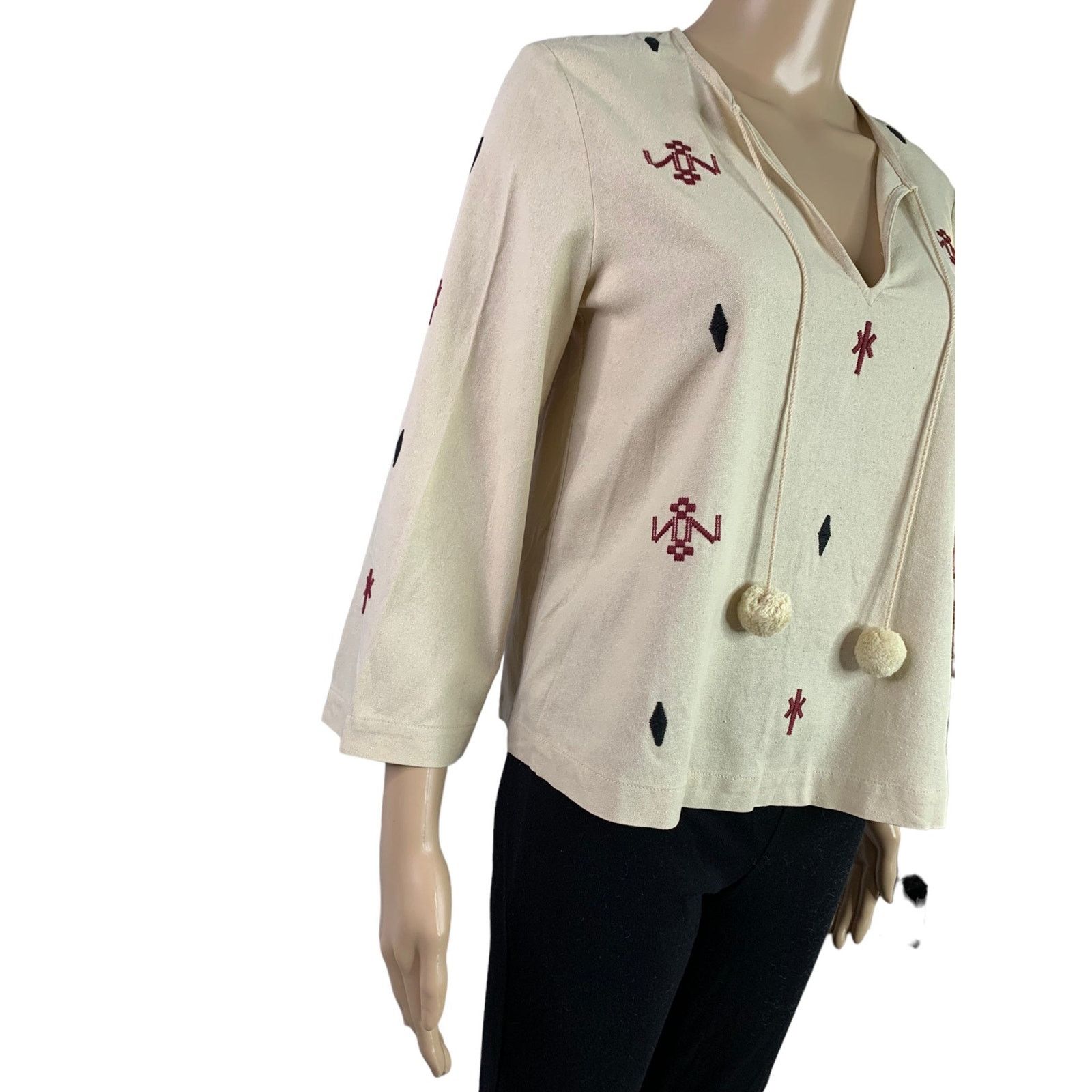 Madewell Madewell Womens Size XXS Ivory 100% Silk Top Embroidered Size XXS / US 00 / IT 34 - 3 Thumbnail