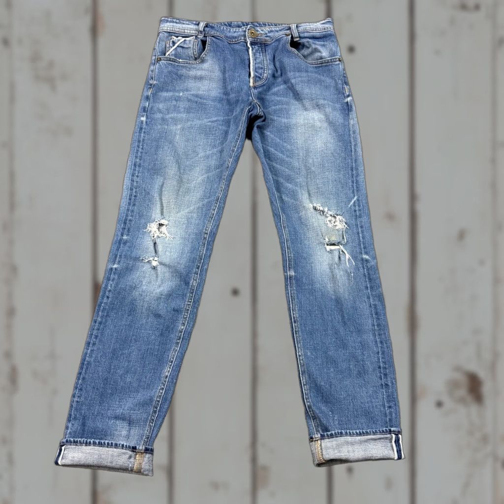 Denime Chivignon Jeans Mens 30 Selvedge Denim Slim Fit Rider Distressed Button Fly Jeans Size US 29 - 1 Thumbnail