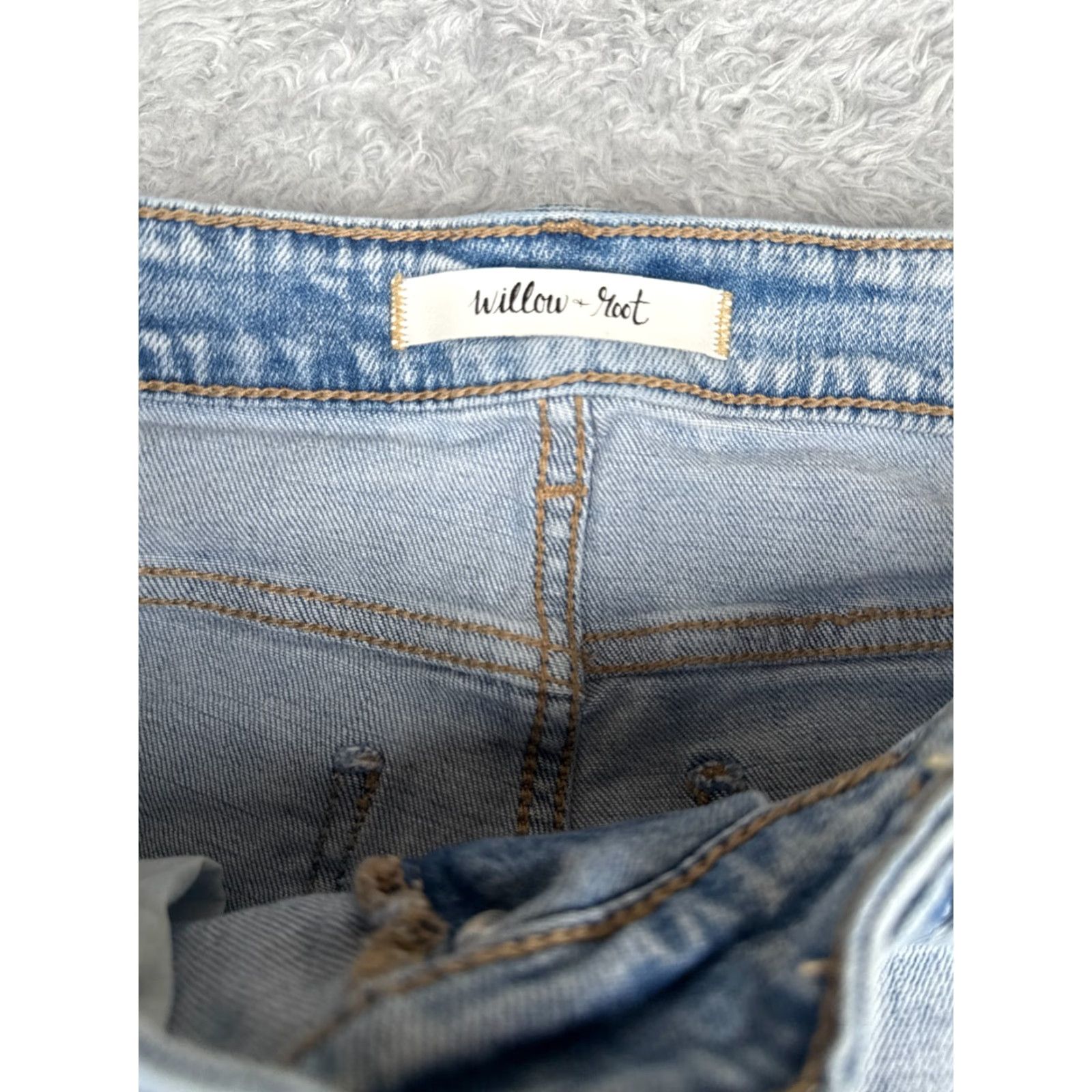 Vintage Willow Root Jeans Women's 5-Pocket Denim Bootcut Regular Medium Light Wash Mid Rise 26x32 Blue Distressed Stretch Mens-Womens-? Size 26" / US 2 / IT 38 - 6 Thumbnail