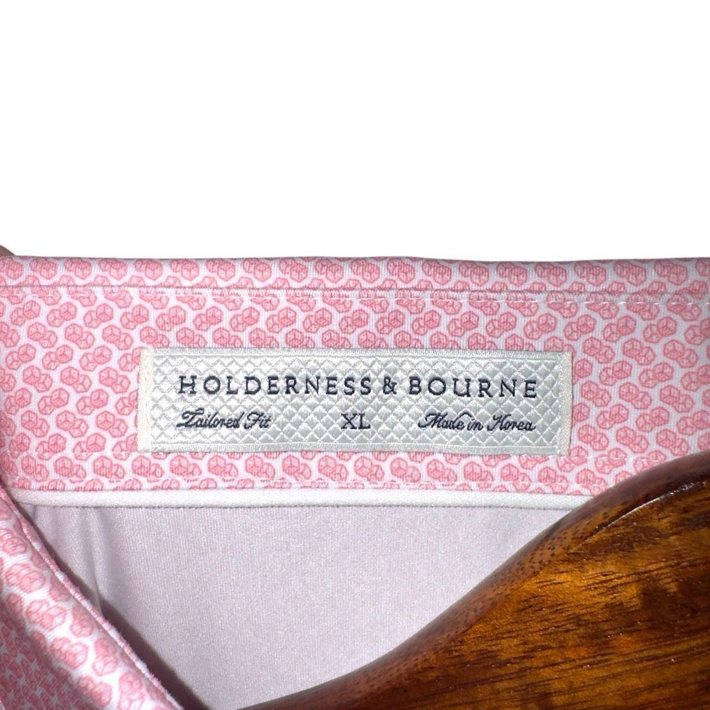 Peter Millar Holderness & Bourne Pink Dice Print Tailored Fit Golf Polo S Size US XL / EU 56 / 4 - 2 Thumbnail