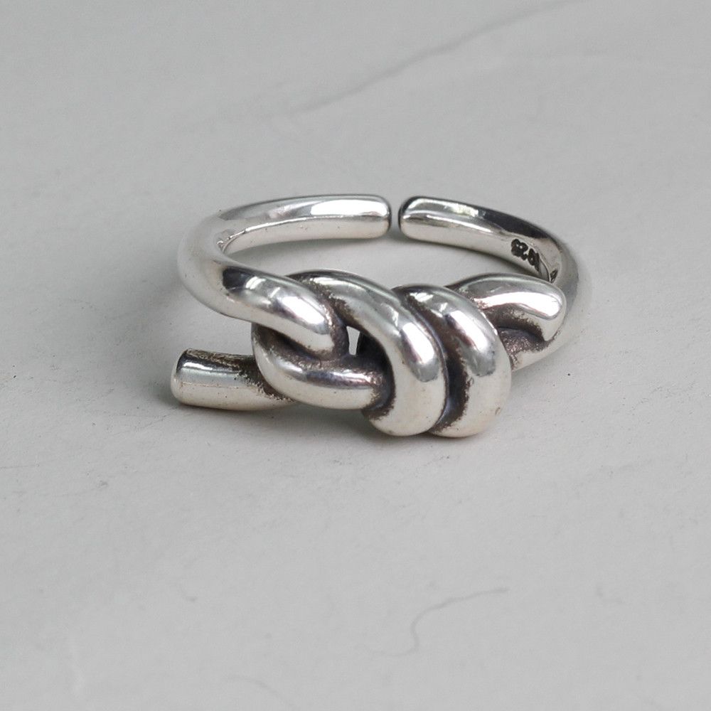 Sterling Silver Resizable S925 Sterling Silver Knots Ring Size ONE SIZE - 1 Thumbnail