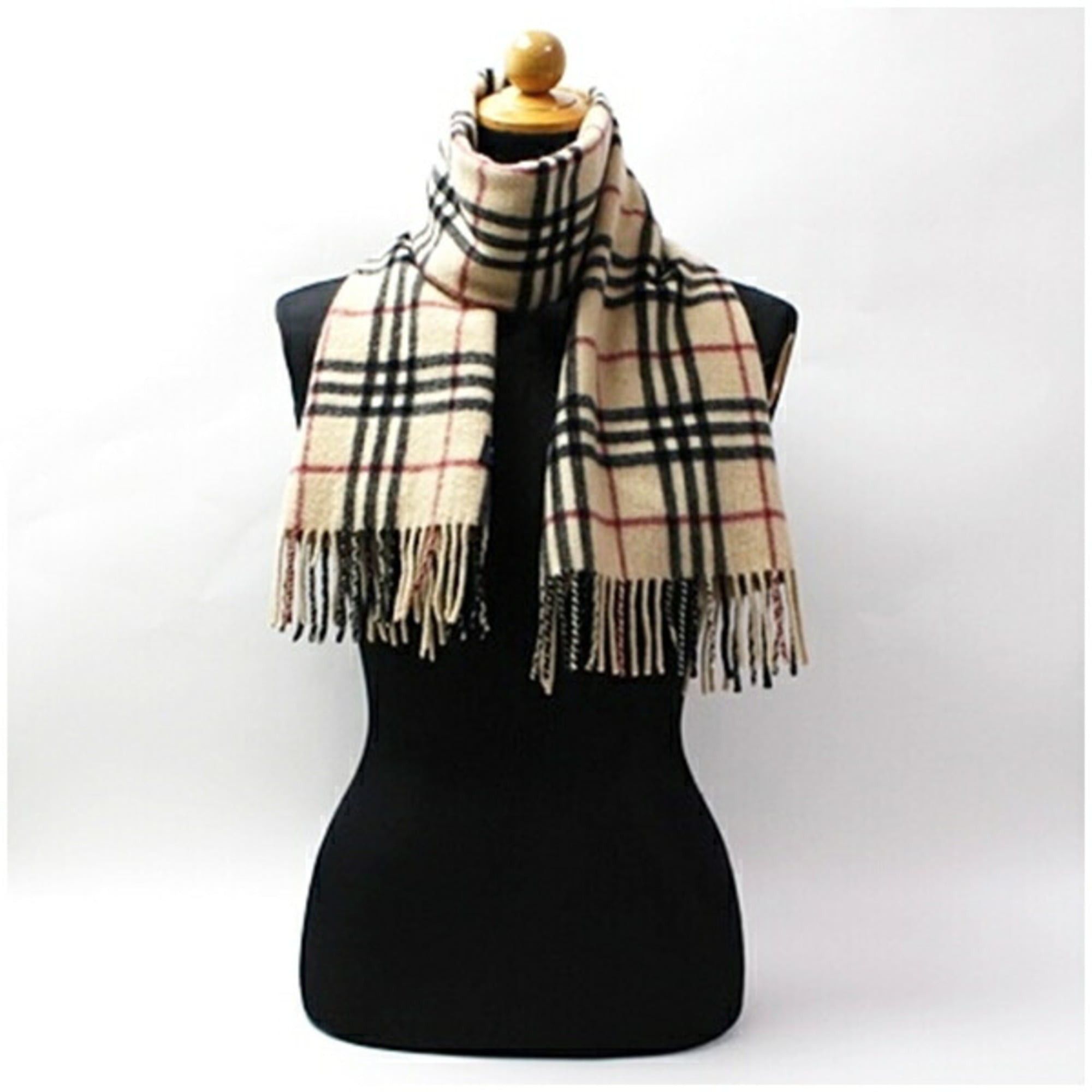 Burberry Burberry Cashmere Scarf, Beige x Check, 132 31 cm, Men's and Women's Size ONE SIZE - 1 Thumbnail