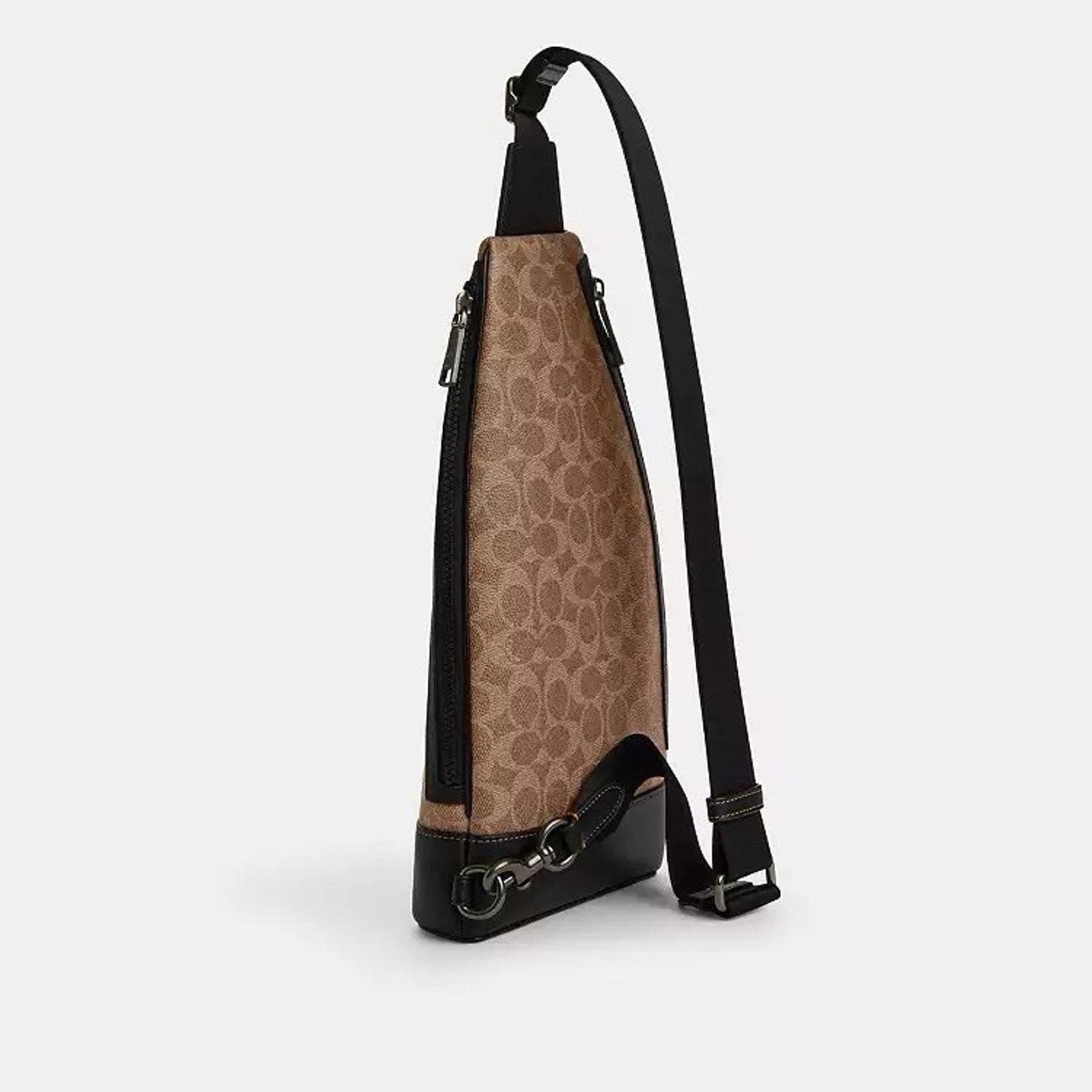 Coach NWT Coach CY801 Dominic Sling Pack Leather Tan/Black Size ONE SIZE - 8 Thumbnail