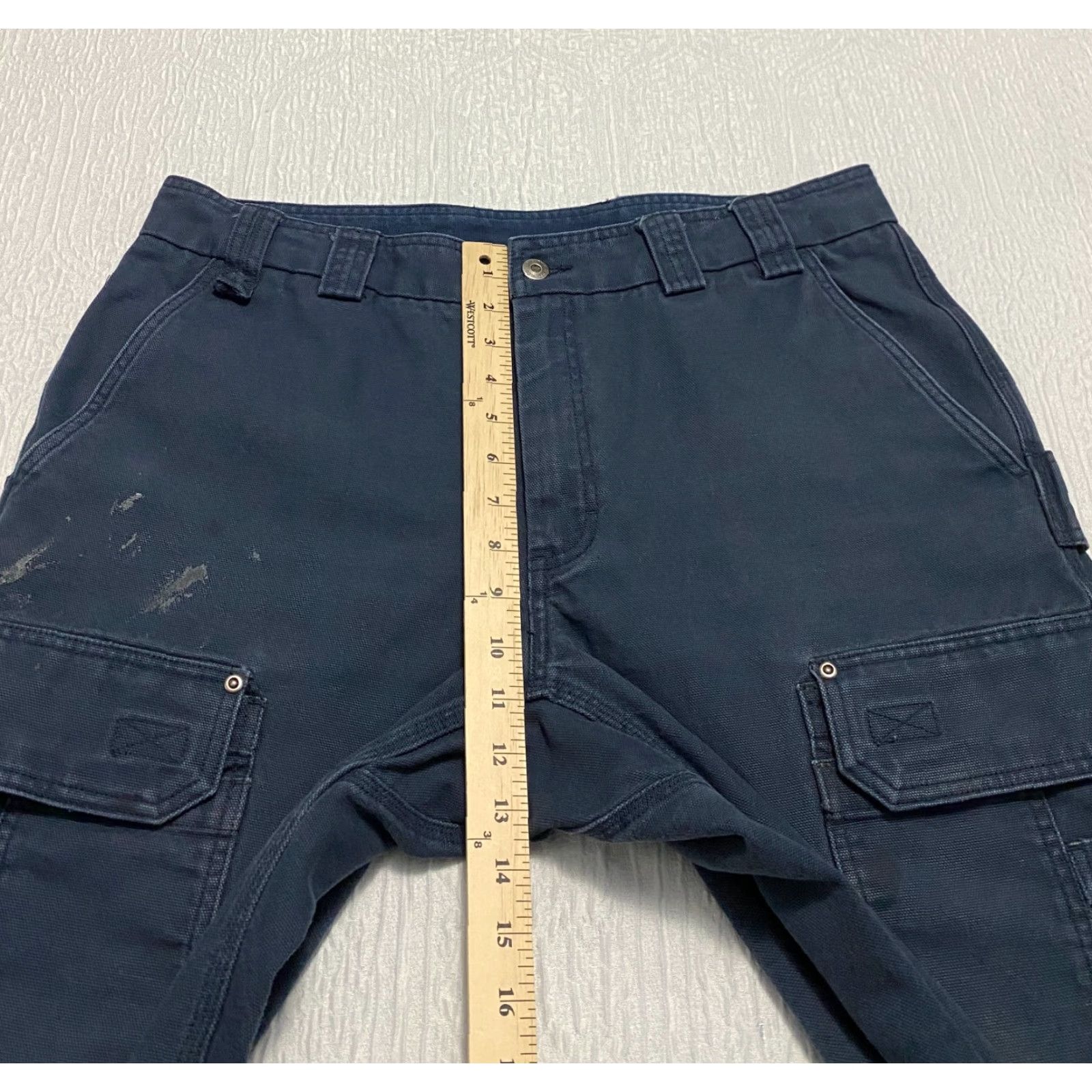 CO Duluth Cargo Pants Men's 36×32 Blue Workwear Canvas 100 % cotton Cargo Straight Pockets Workwear Mens 90s? Size US 36 / EU 52 - 6 Thumbnail