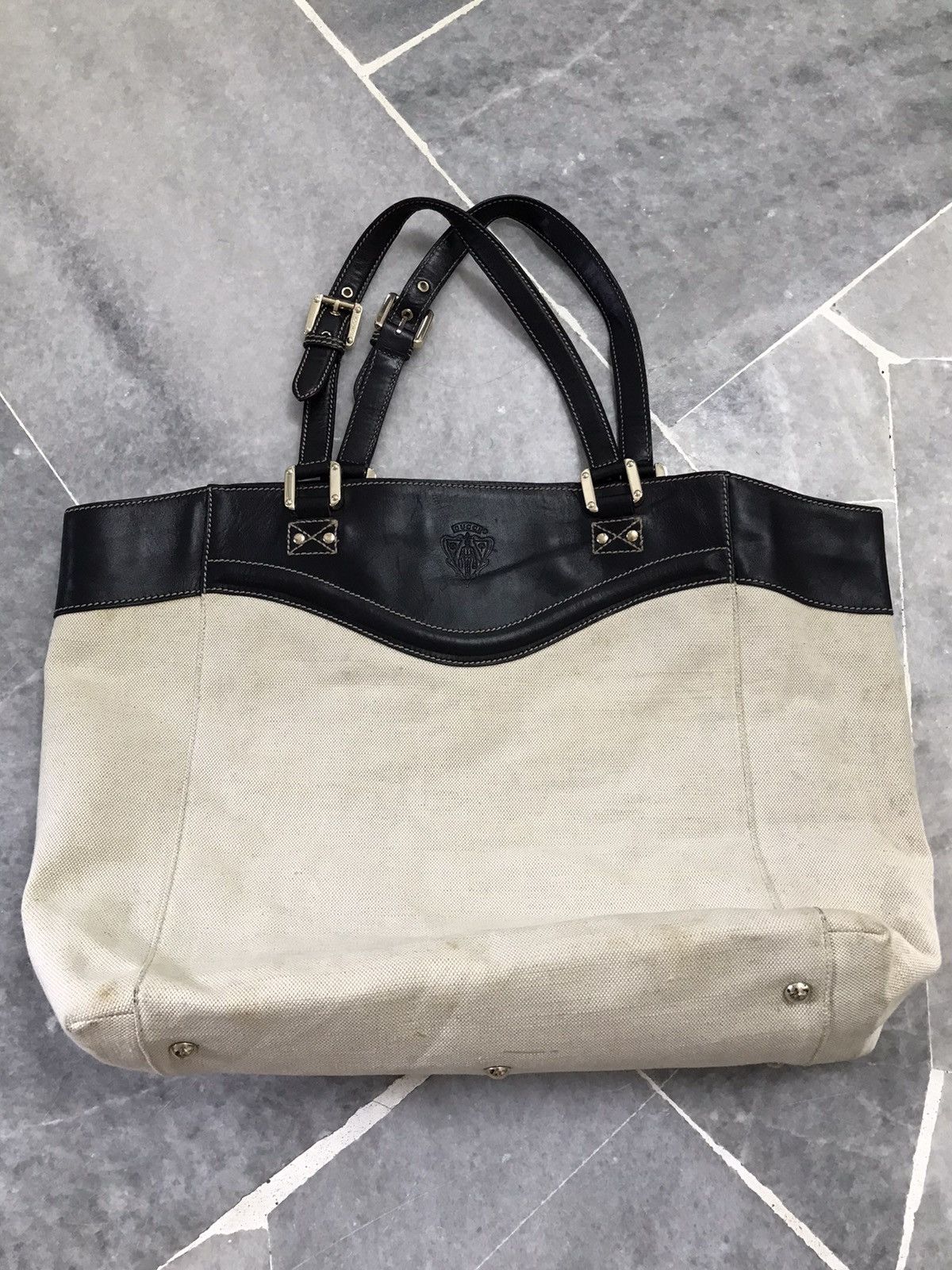 Gucci Vintage Gucci Tote Bag Canvas Black Leather Size ONE SIZE - 4 Thumbnail