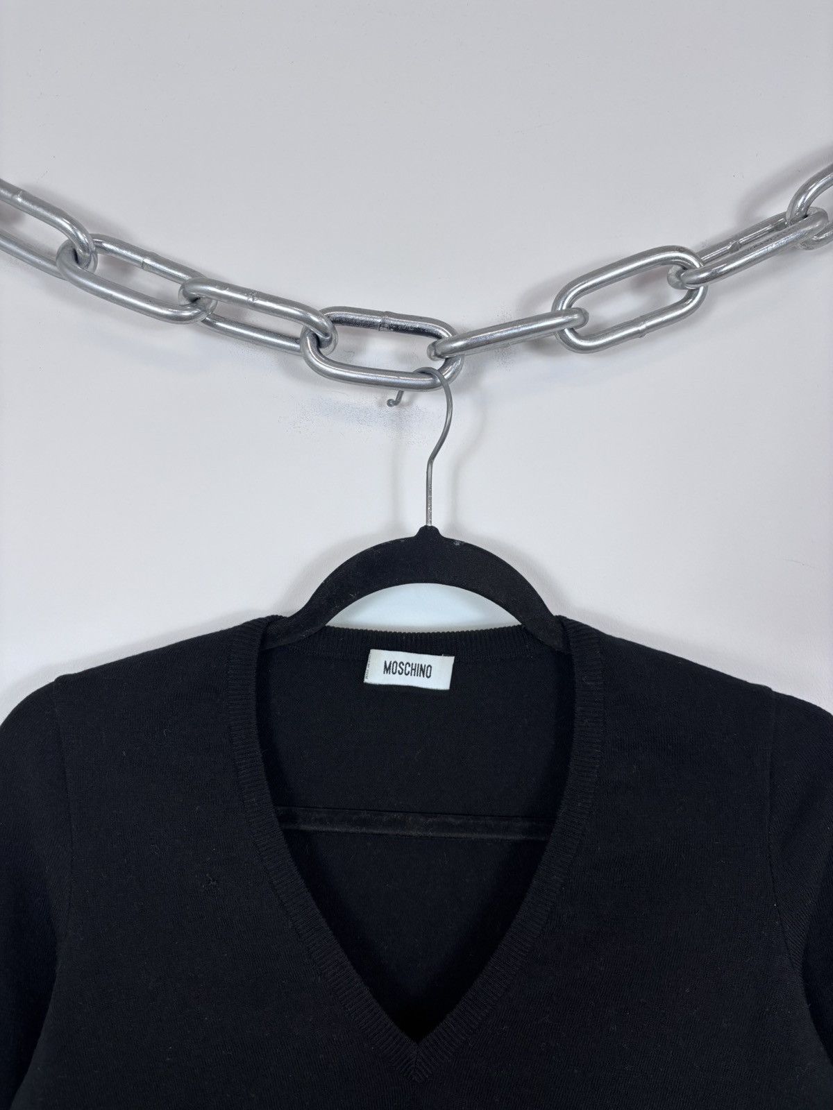 Moschino Moschino Vintage Women’s Black Wool Blend V-Neck Sweater Size L / US 10 / IT 46 - 4 Thumbnail