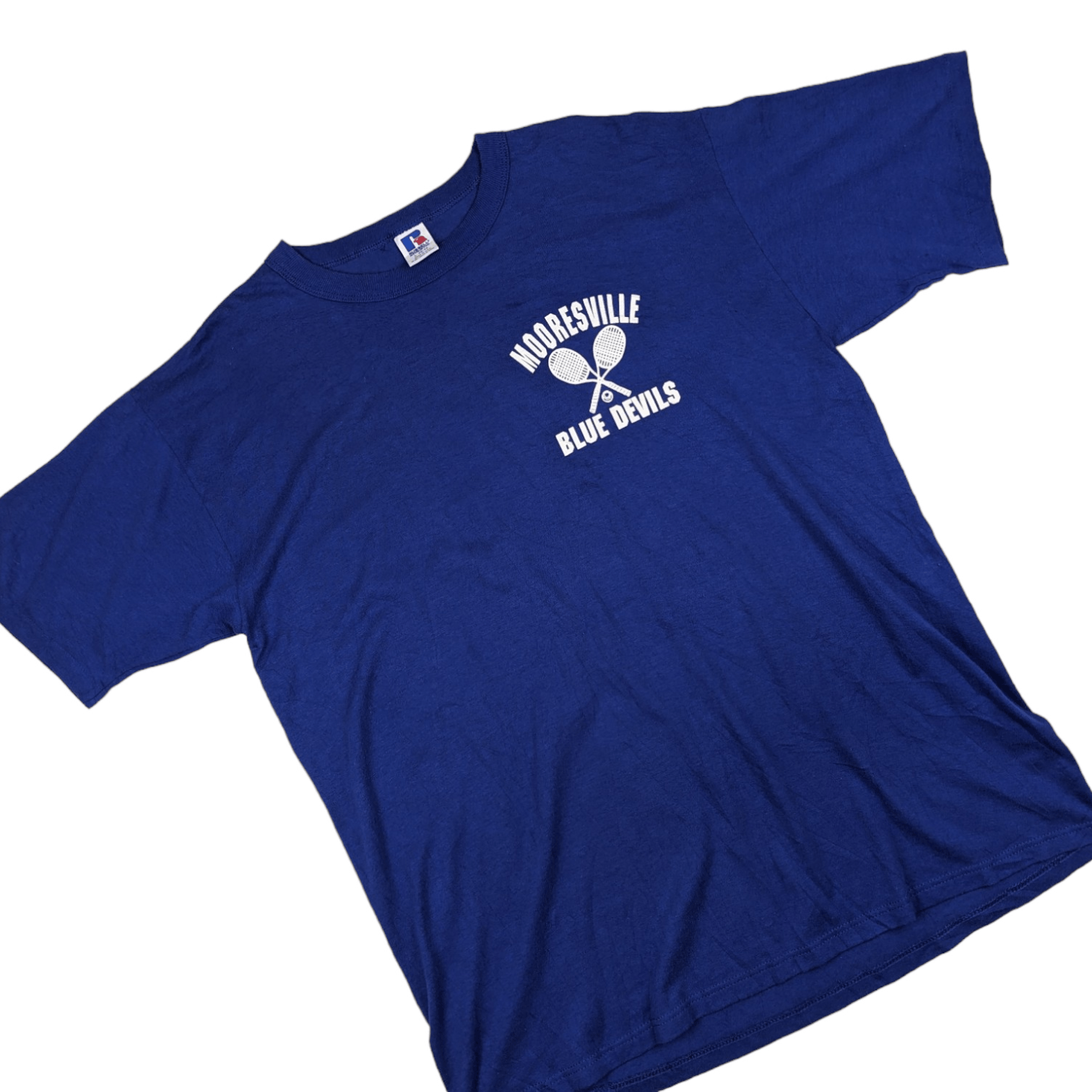Russell Athletic 90's Mooresville High School Blue Devils Tennis Club Tee Size US L / EU 52-54 / 3 - 3 Thumbnail