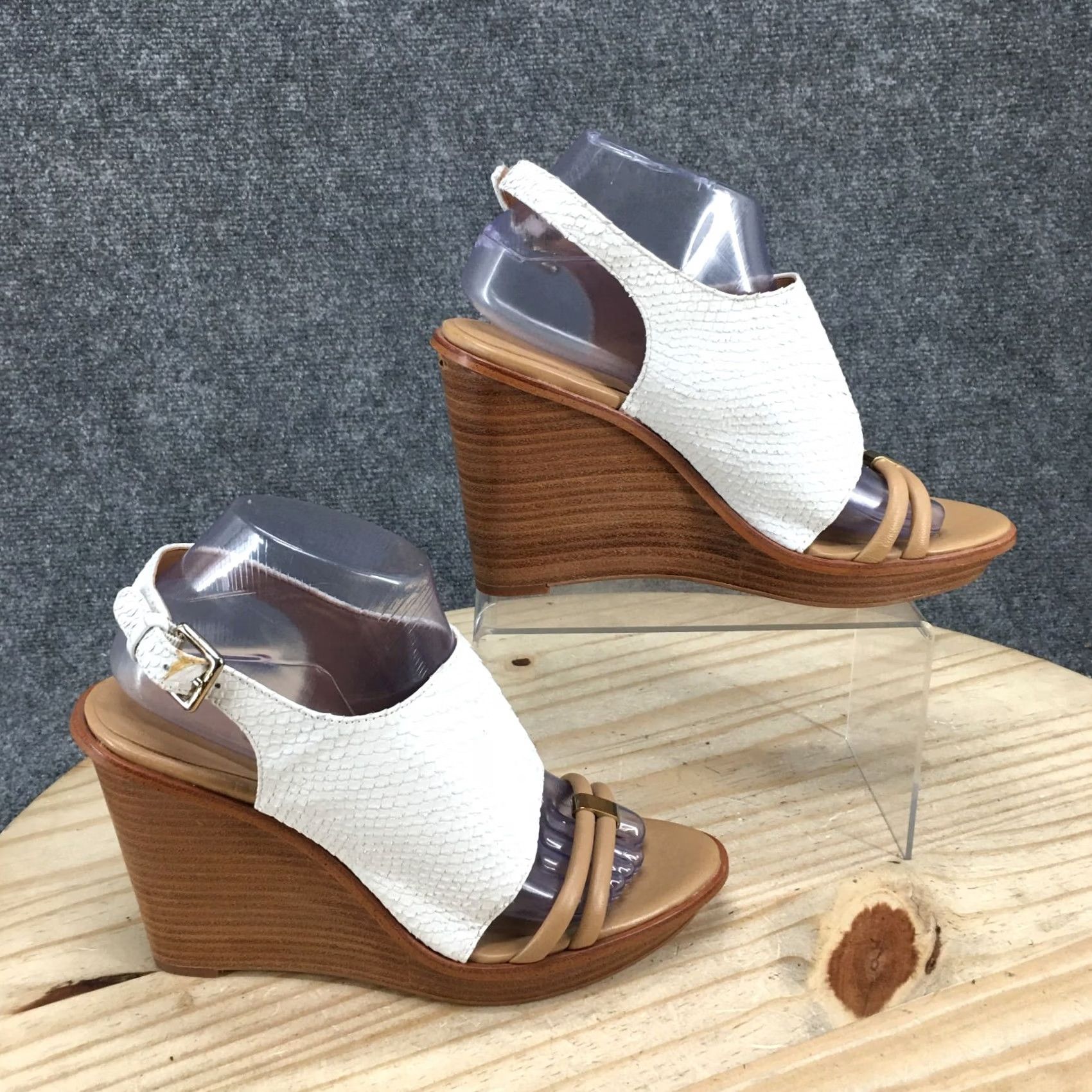 Calvin Klein Calvin Klein Sandals Womens 9 M Prina Slingback White Wedge Heels Comfort Casual Size US 9 / IT 39 - 2 Thumbnail
