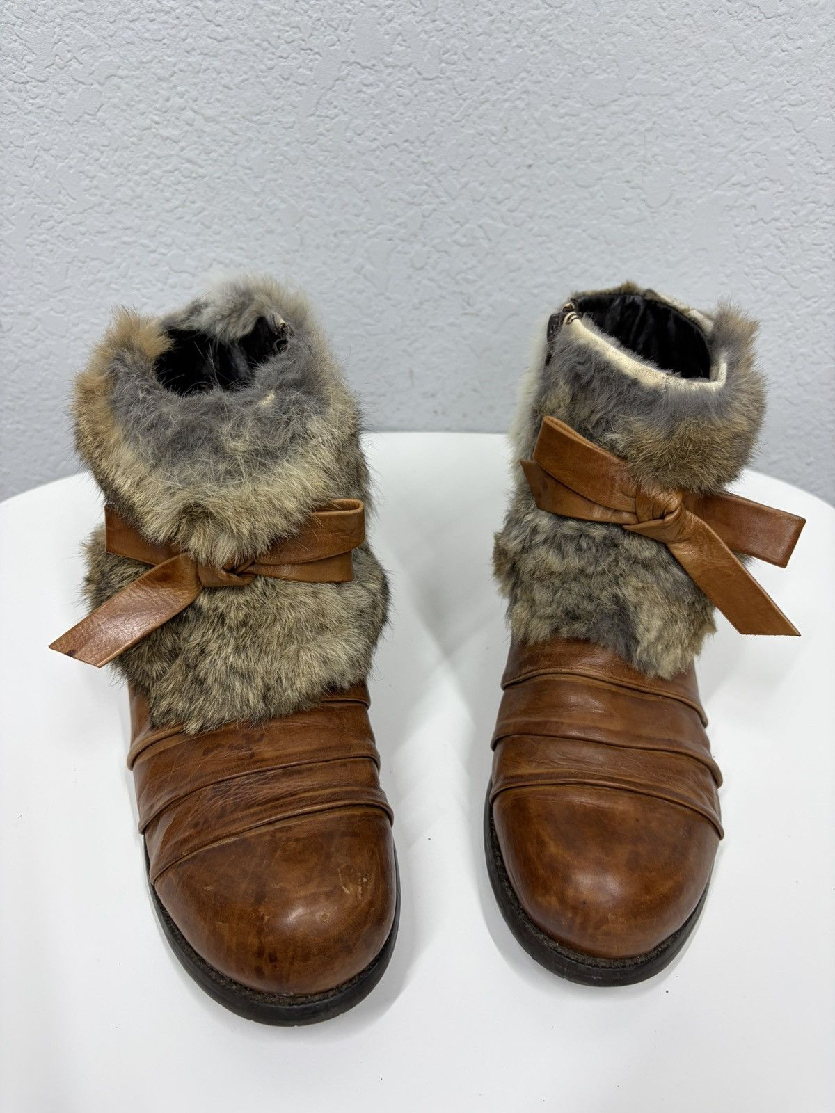 If Six Was Nine Vintage 00s Guidi CCP Style Fur Faux Leather Biker Boots Size US 8 / EU 41 - 9 Thumbnail