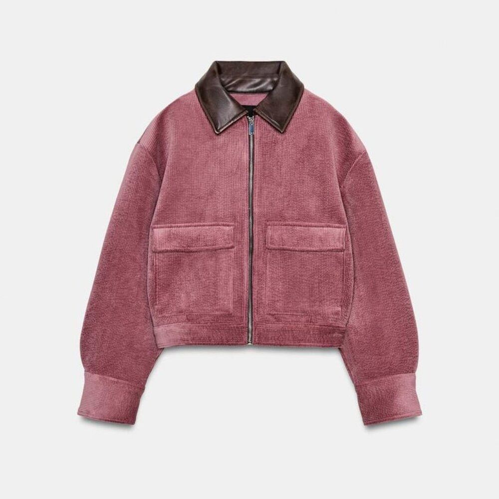 Zara ZARA CORDUROY JACKET WITH FAUX LEATHER COLLAR Size M / US 6-8 / IT 42-44 - 1 Thumbnail