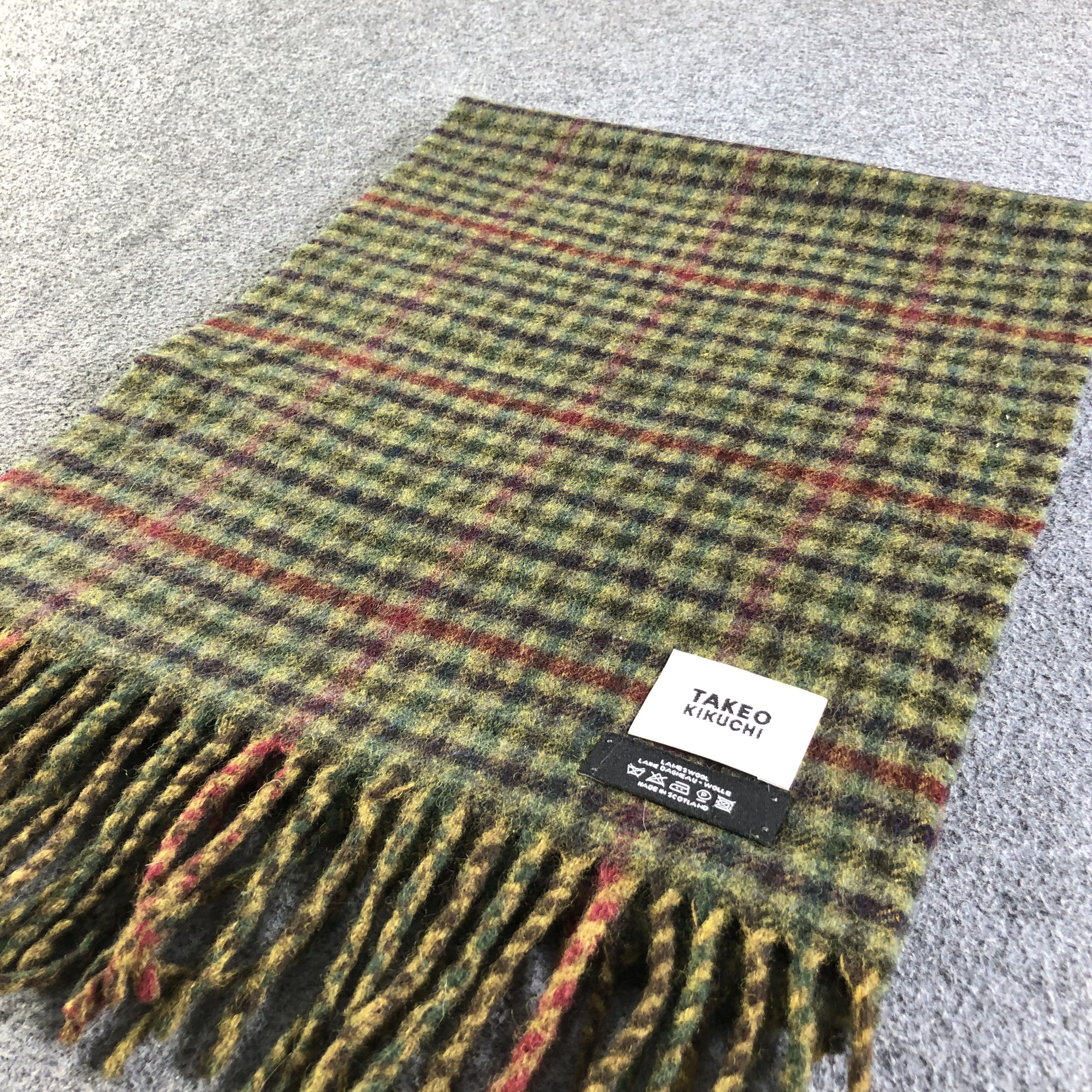Takeo Kikuchi Takeo Kikuchi Gingham Wool Scarf Muffler Neckwear V2766 Size ONE SIZE - 3 Thumbnail