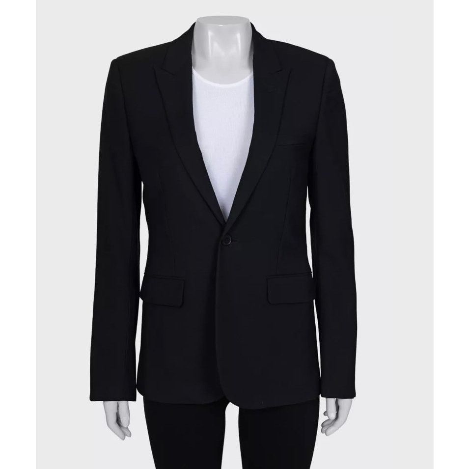 Saint Laurent Paris Saint Laurent Black Wool Jacket - Women's IT44/L Size M / US 6-8 / IT 42-44 - 1 Thumbnail