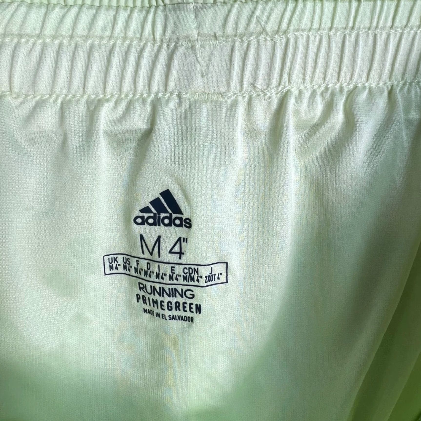 Adidas Adidas Womens Medium Lime Green Running Shorts W/ White Trim - Athletic, Activewear, 30 in Waist, Drawstring, Polyester, Regular, Inseam 4 in, Sports Size 32" / US 10 / IT 46 - 3 Thumbnail