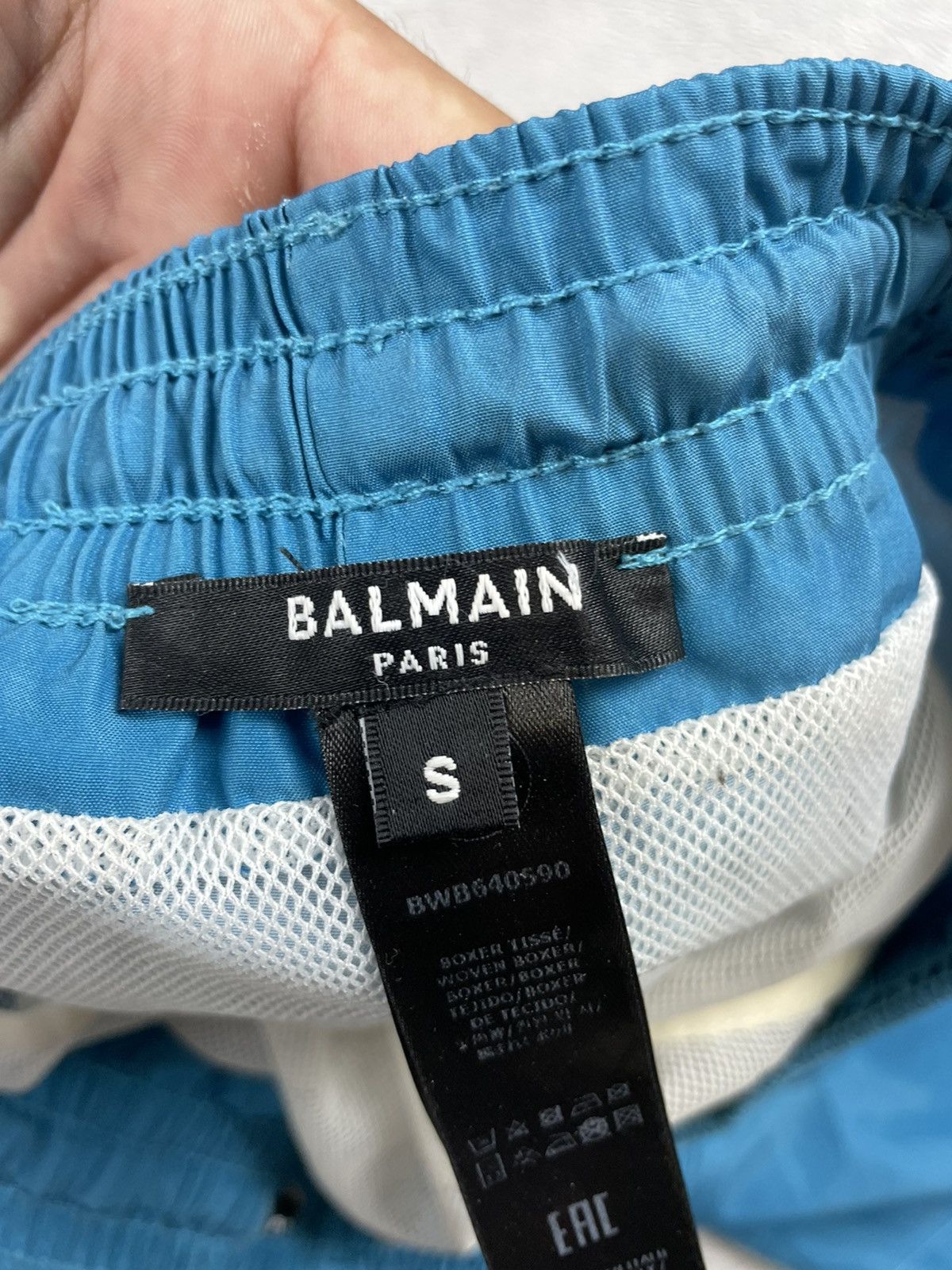 Balmain Balmain blue basic logo print swim shorts trunks Small Size US 31 - 5 Thumbnail