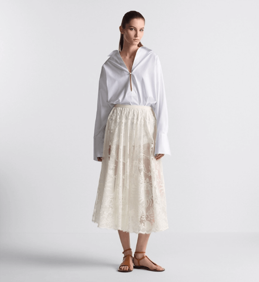 Dior o1w1db10925 441J75 Midi Skirt in White Size 26" / US 2 / IT 38 - 4 Thumbnail