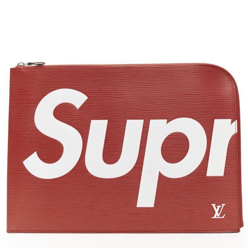Louis Vuitton rare LOUIS VUITTON SUPREME 2017 LV Epi Pouchette Jour GM red document clutch bag Size ONE SIZE - 1 Thumbnail