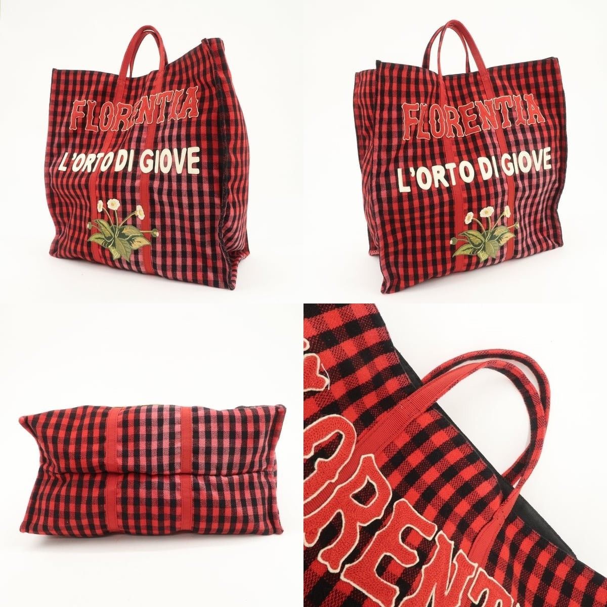 Gucci Gucci Florentia L'Orto Di Giove Canvas Tote Red Size ONE SIZE - 3 Thumbnail