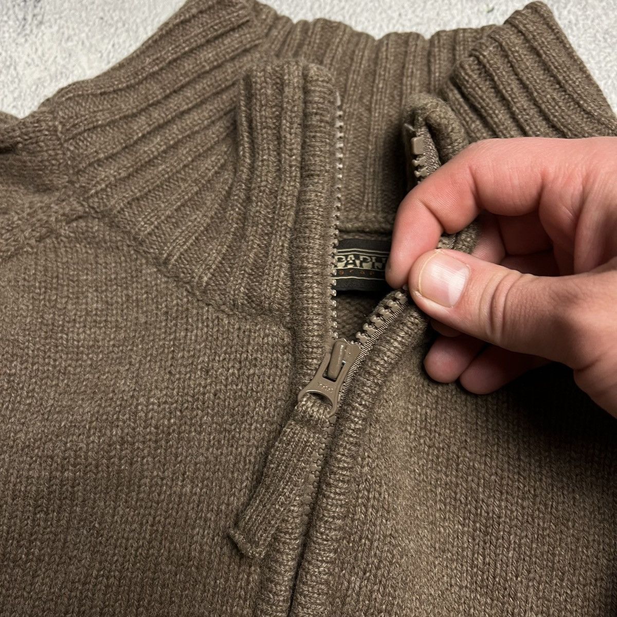 Napapijri × Vintage Vintage Napapijri Geographic knit zip sweater outdoor Size US XL / EU 56 / 4 - 4 Thumbnail