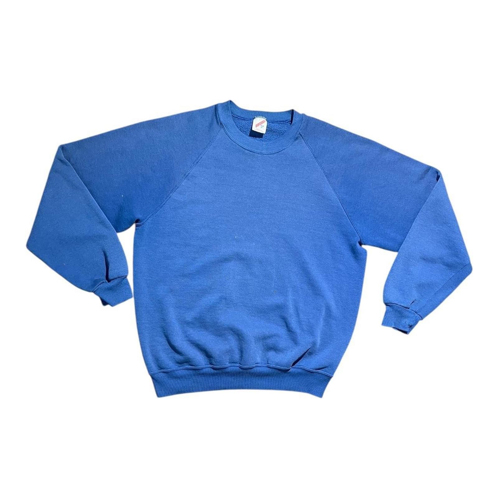 Jerzees Vintage 80s Jerzees Blank Blue Crewneck Sweater Size US XL / EU 56 / 4 - 1 Thumbnail