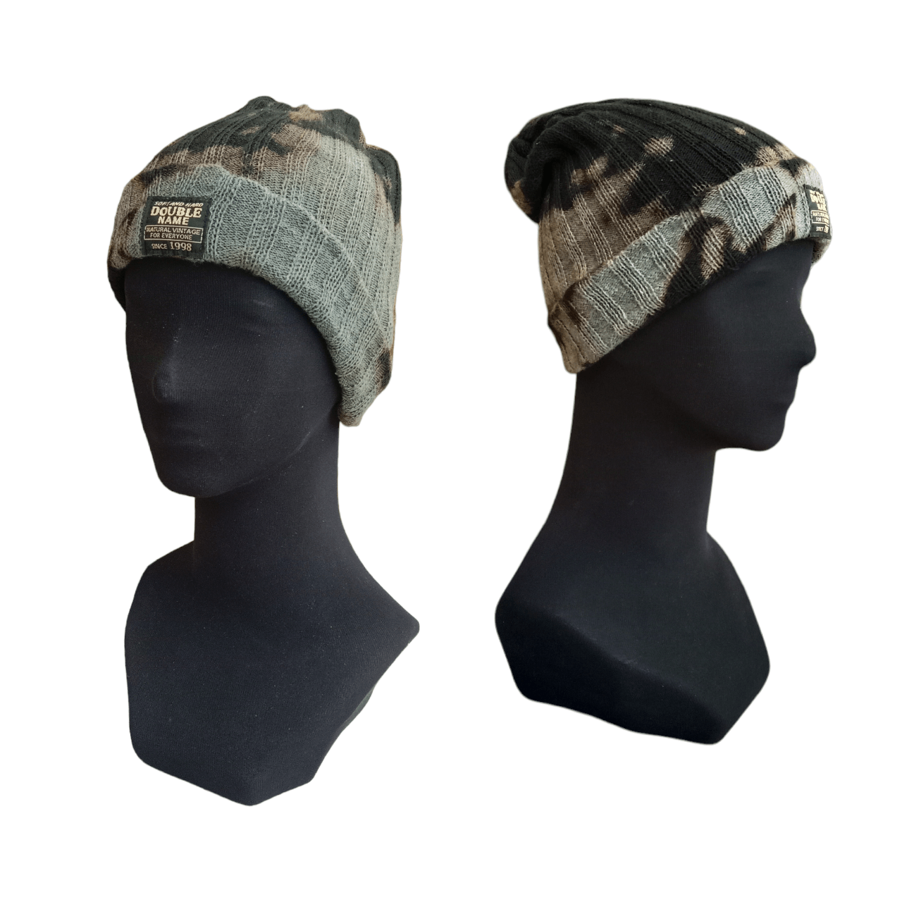 Japanese Brand Custom Made Acid Wash Double Name Beanie Size ONE SIZE - 1 Thumbnail